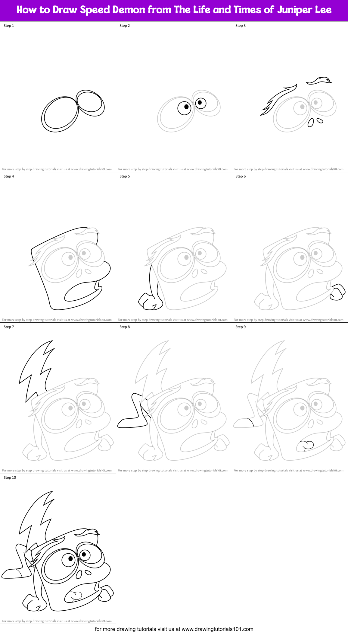 How to Draw Speed Demon from The Life and Times of Juniper Lee Printable Step by Step