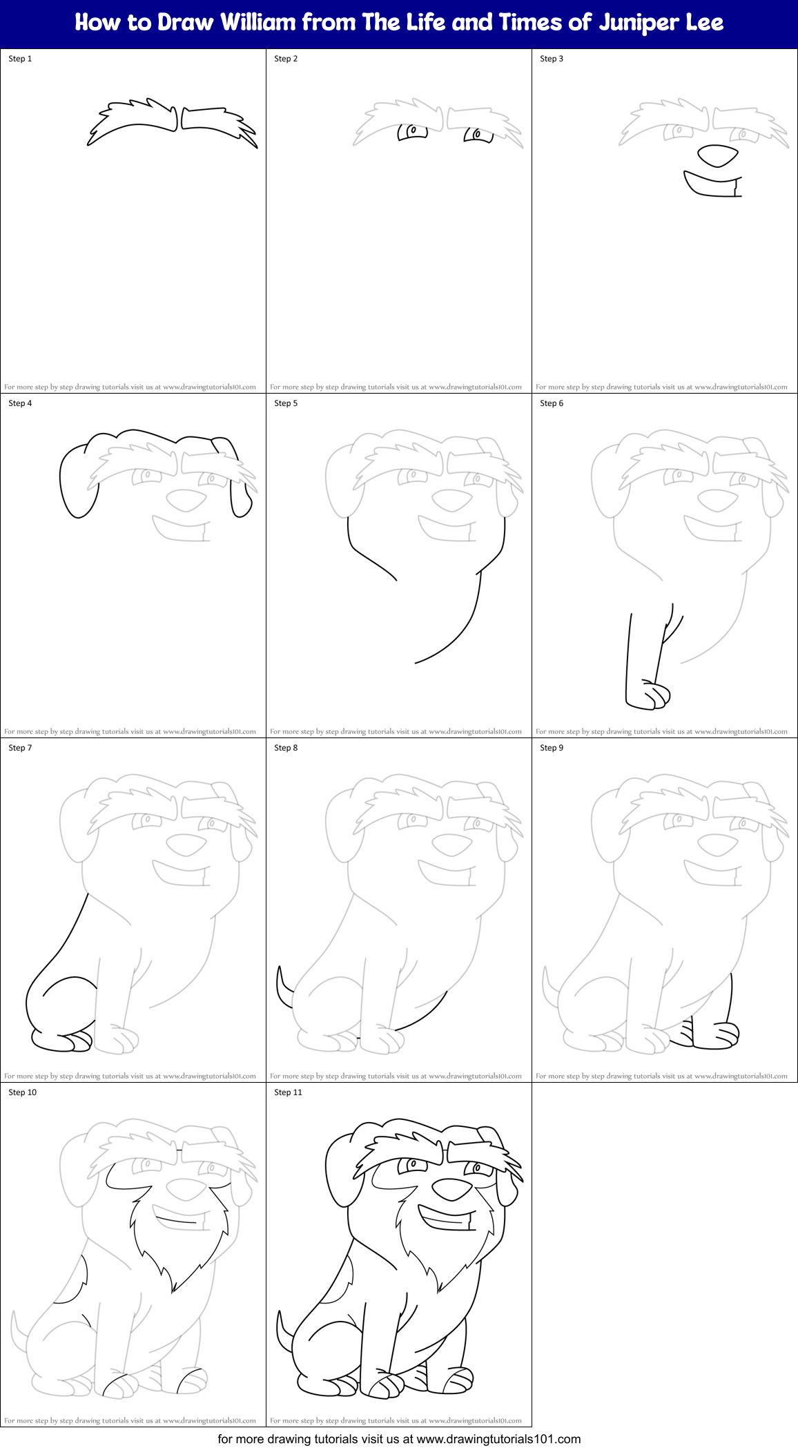 How to Draw William from The Life and Times of Juniper Lee Printable Step by Step