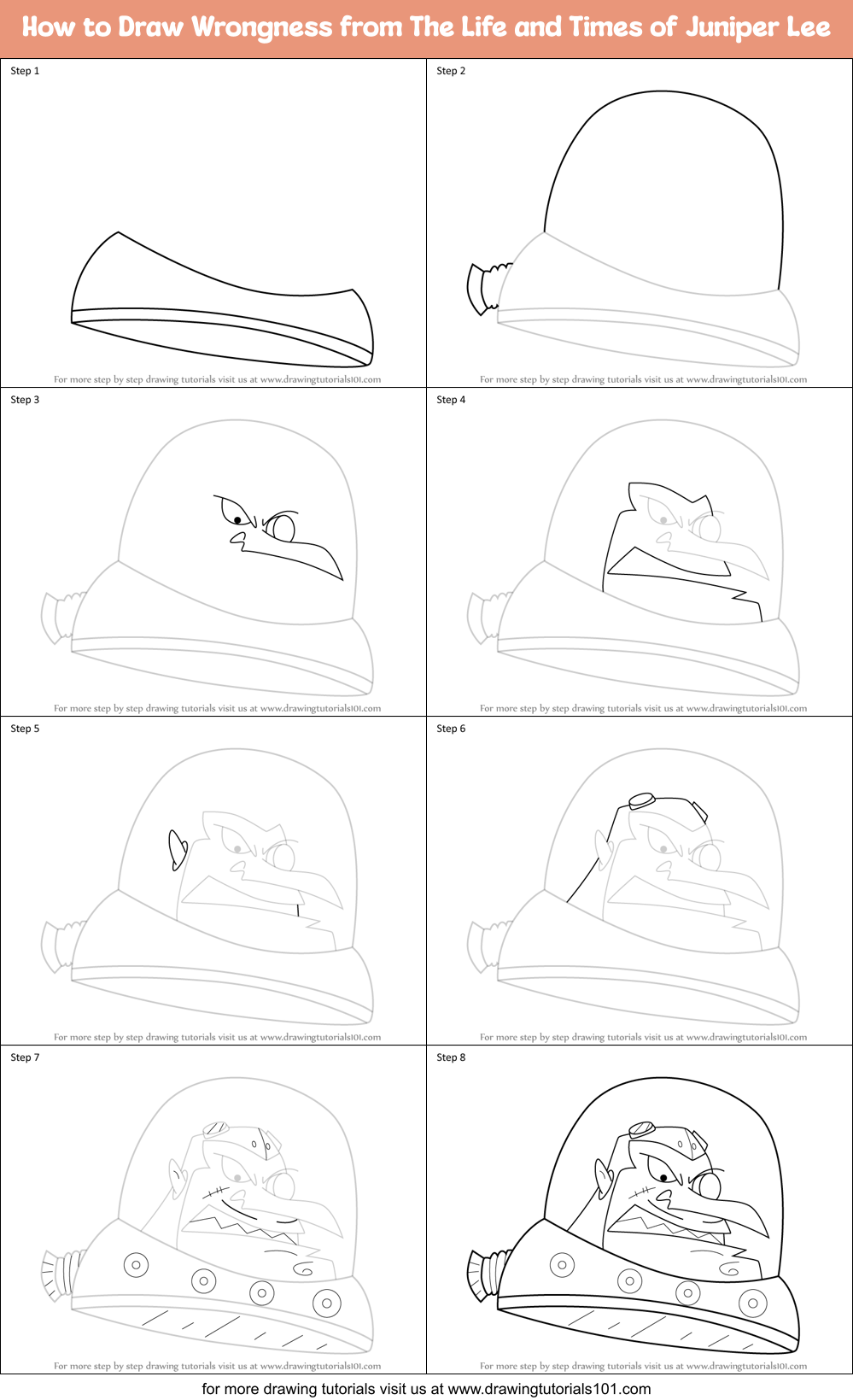 How to Draw Wrongness from The Life and Times of Juniper Lee Printable Step by Step