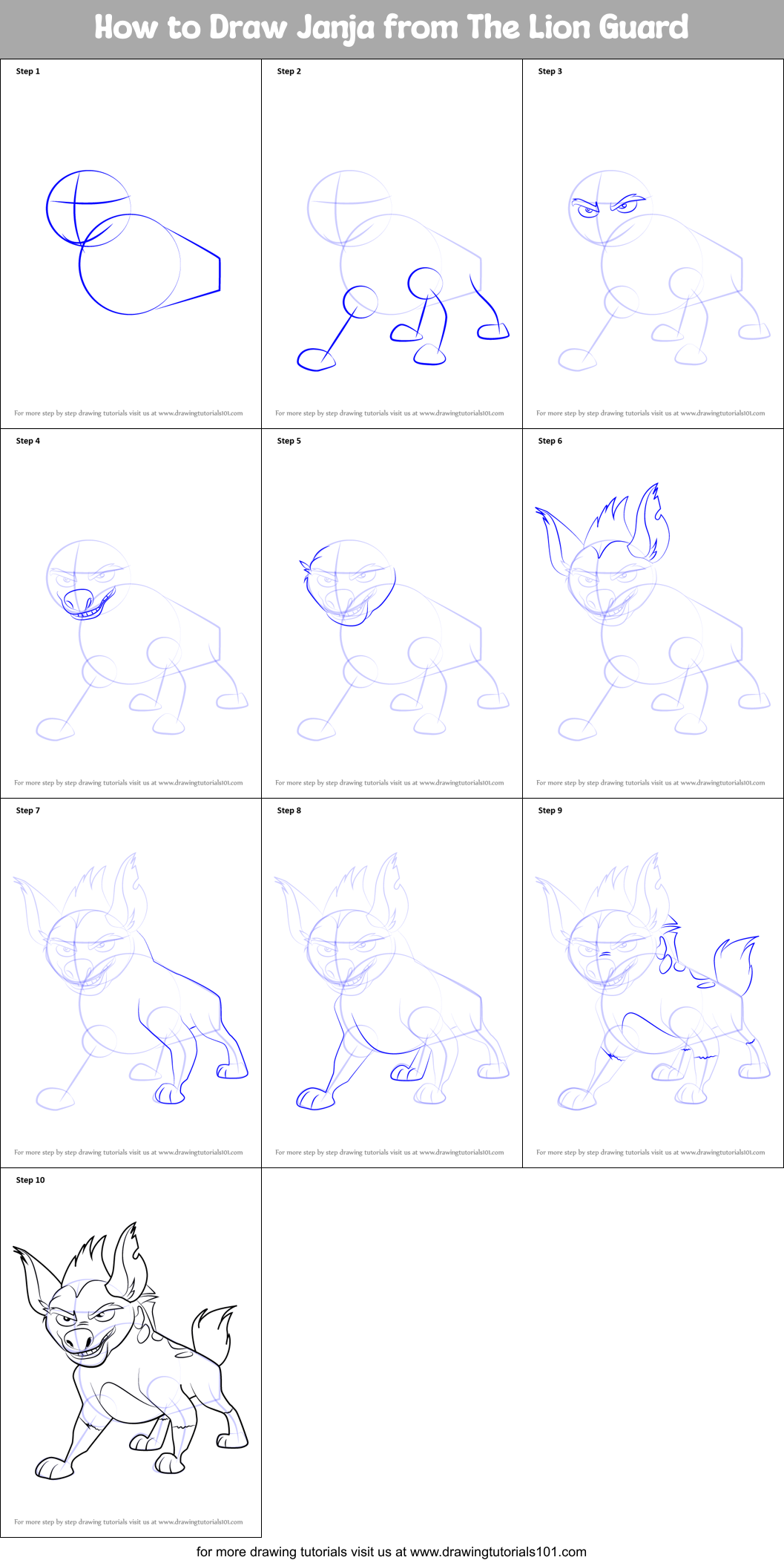 How to Draw Janja from The Lion Guard Printable Step by Step