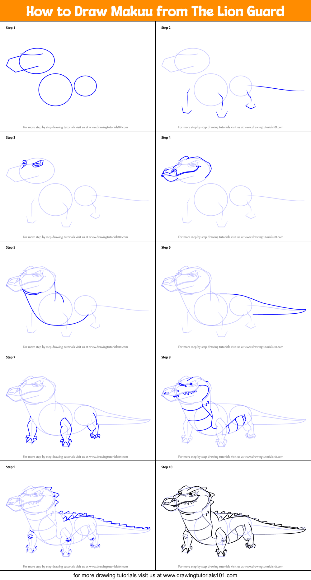 How to Draw Makuu from The Lion Guard Printable Step by Step