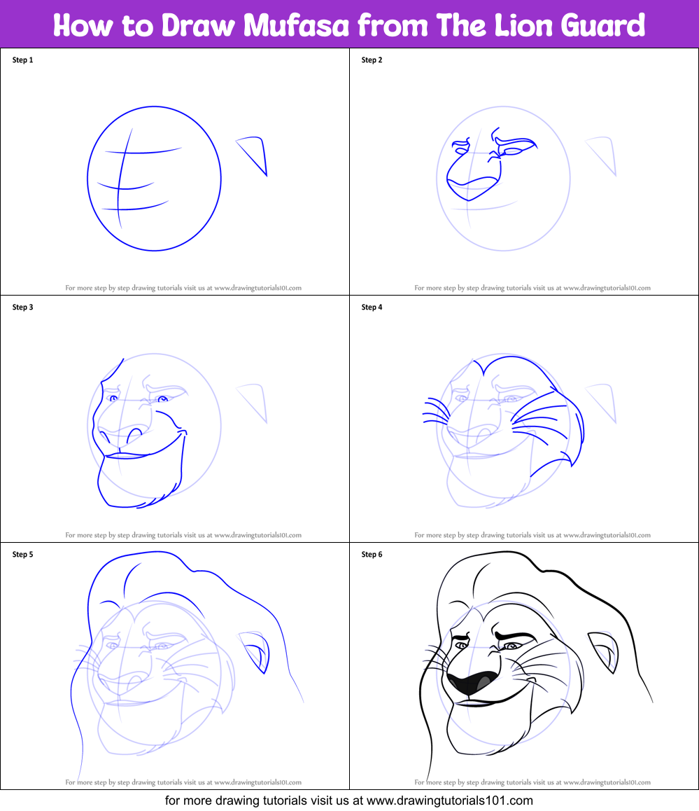 How to Draw Mufasa from The Lion Guard Printable Step by Step