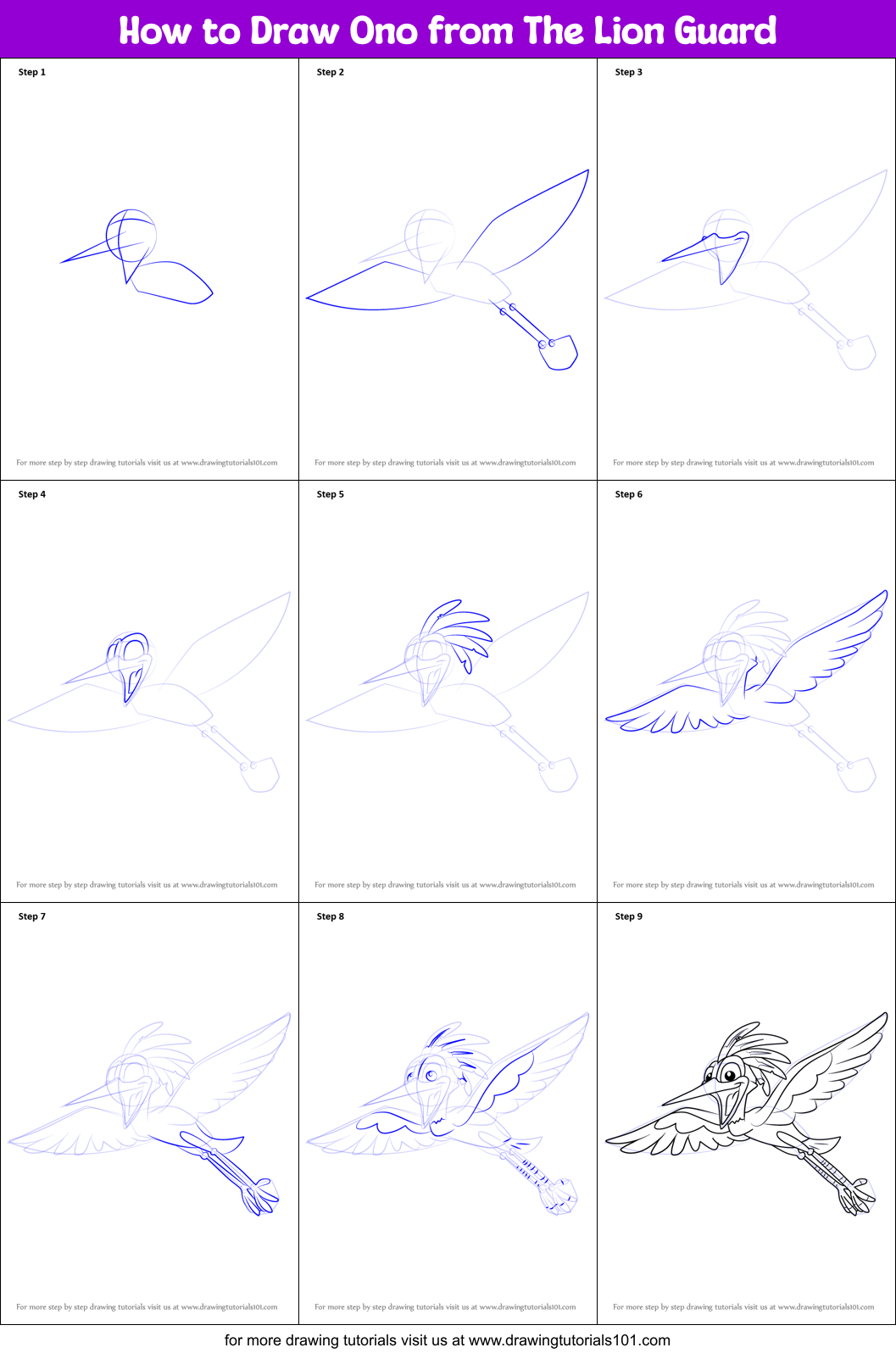 How to Draw Ono from The Lion Guard Printable Step by Step