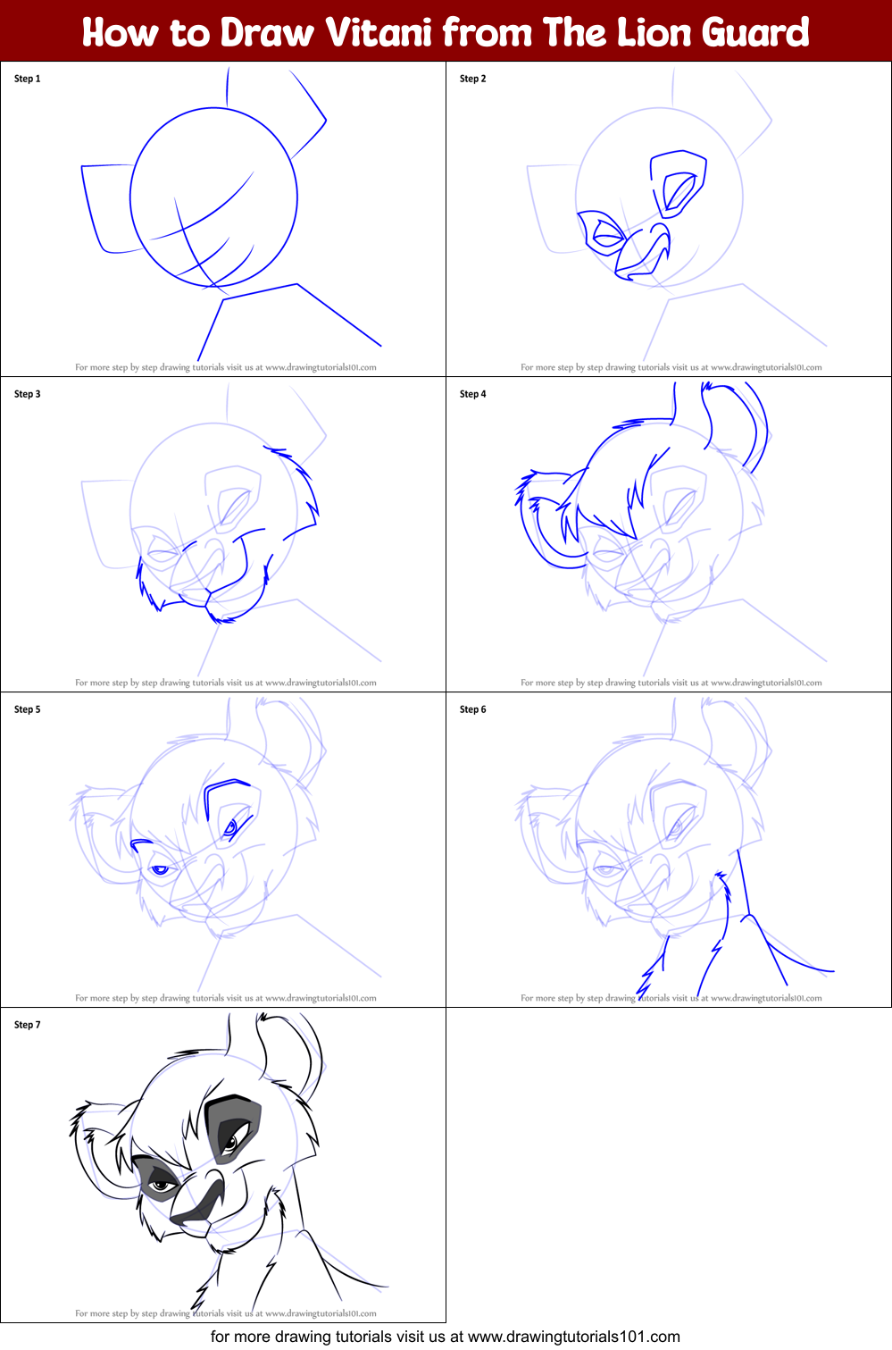 How to Draw Vitani from The Lion Guard Printable Step by Step