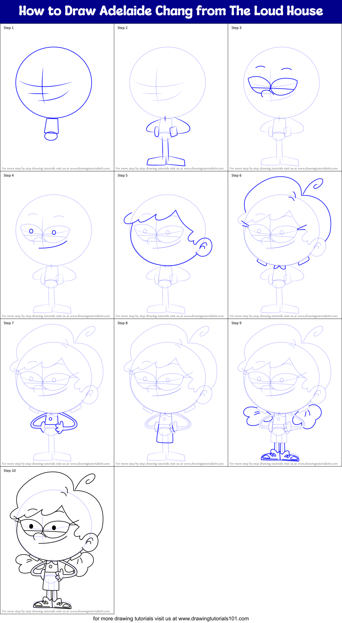 How to Draw Adelaide Chang from The Loud House Printable Step by Step