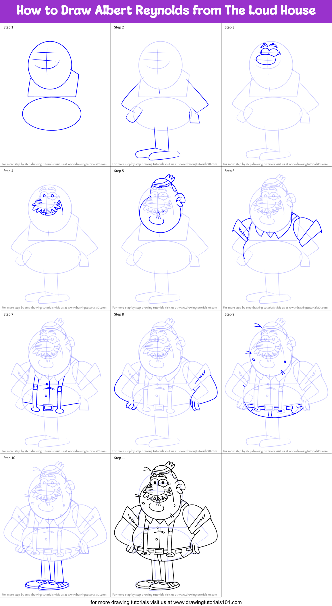 How to Draw Albert Reynolds from The Loud House Printable Step by Step