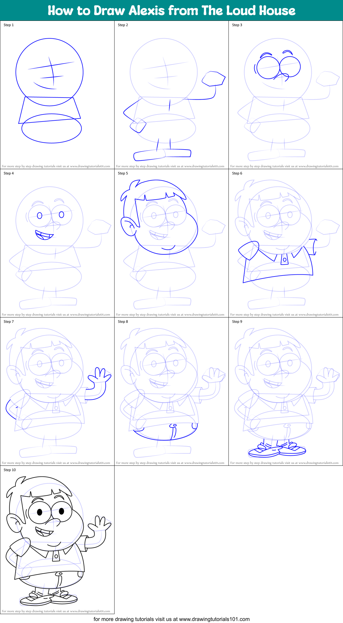 How to Draw Alexis from The Loud House Printable Step by Step