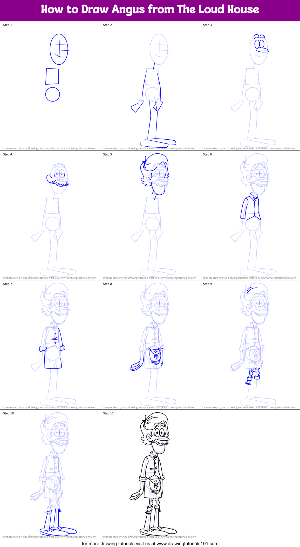 How to Draw Angus from The Loud House Printable Step by Step