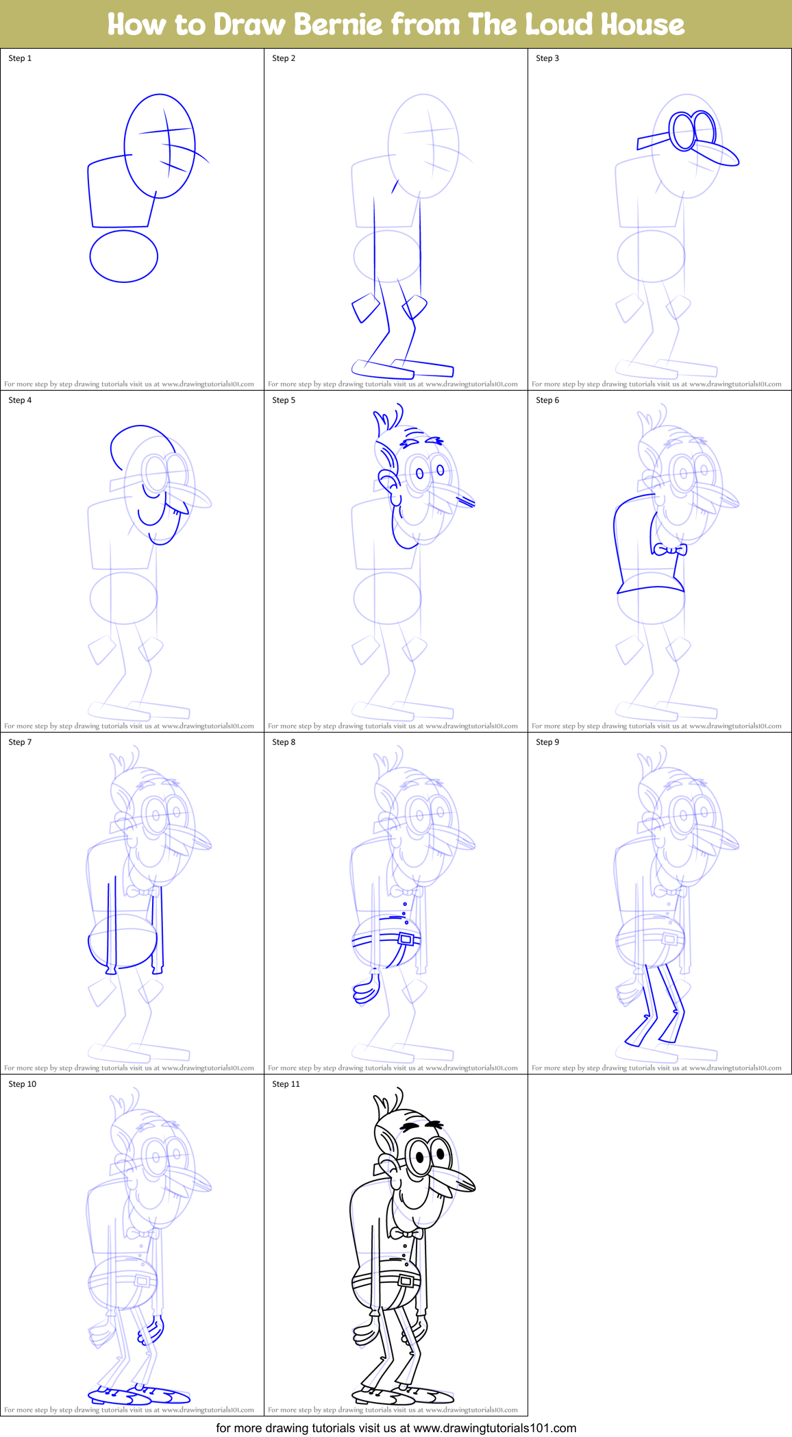 How to Draw Bernie from The Loud House Printable Step by Step