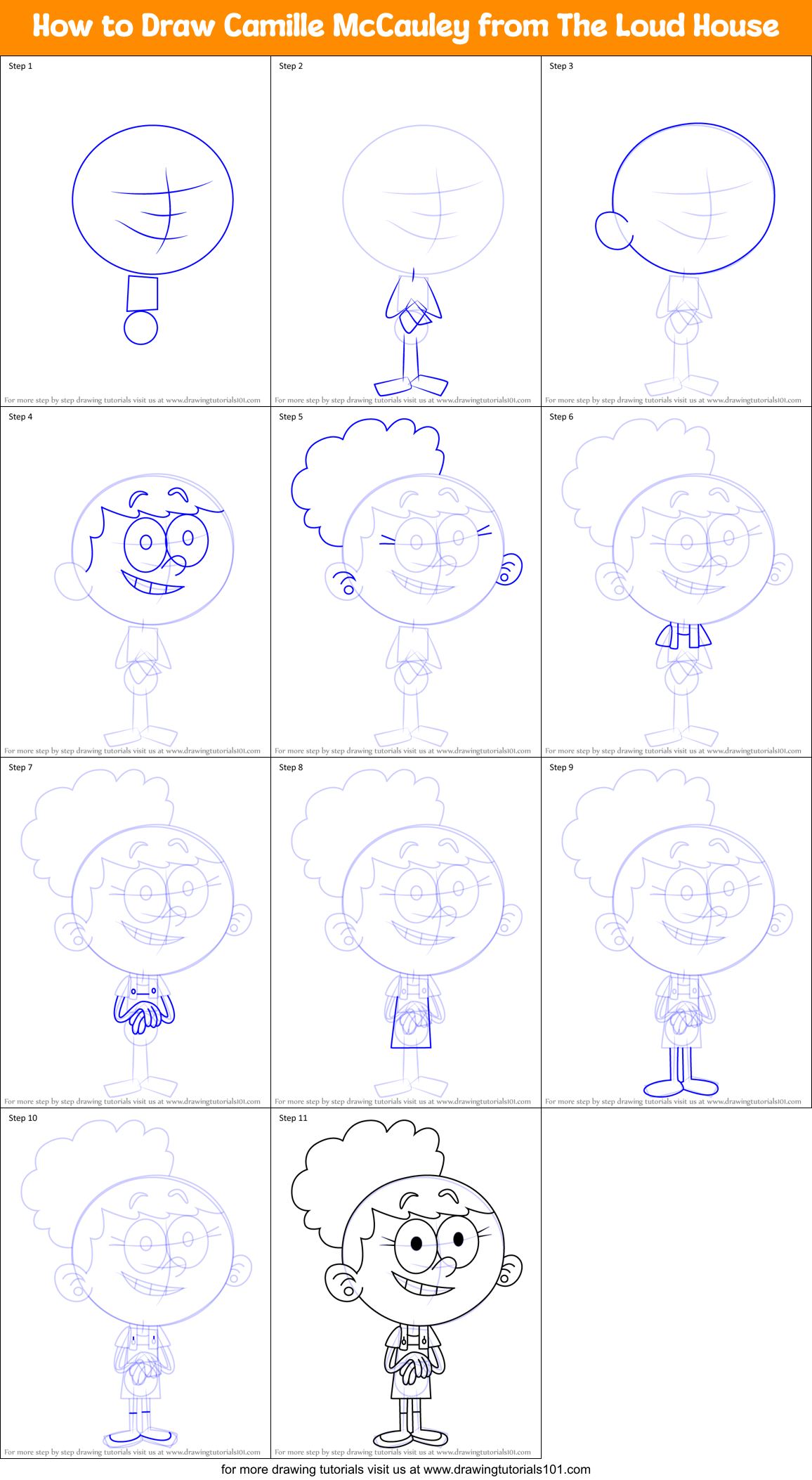 How to Draw Camille McCauley from The Loud House Printable Step by Step
