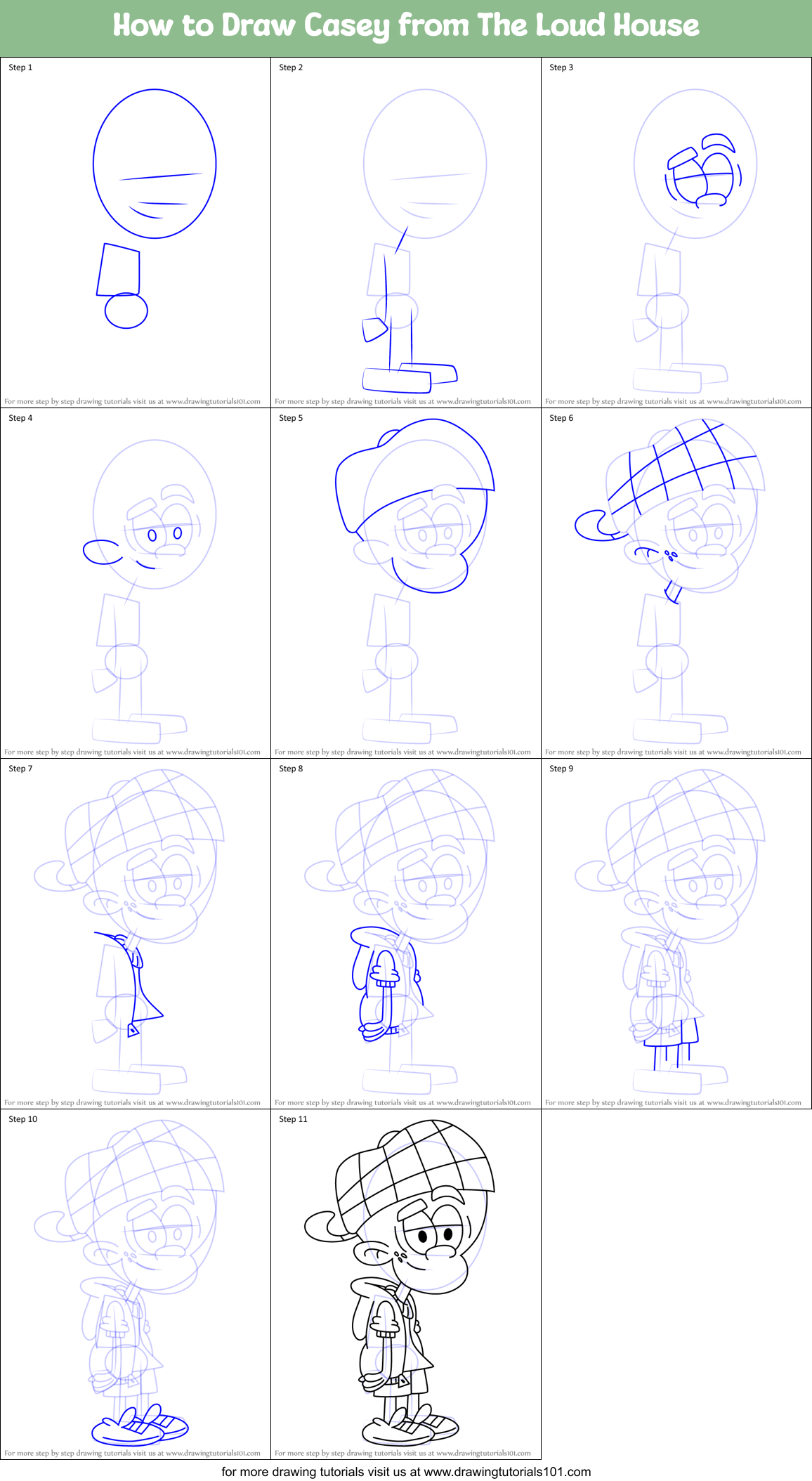 How to Draw Casey from The Loud House Printable Step by Step