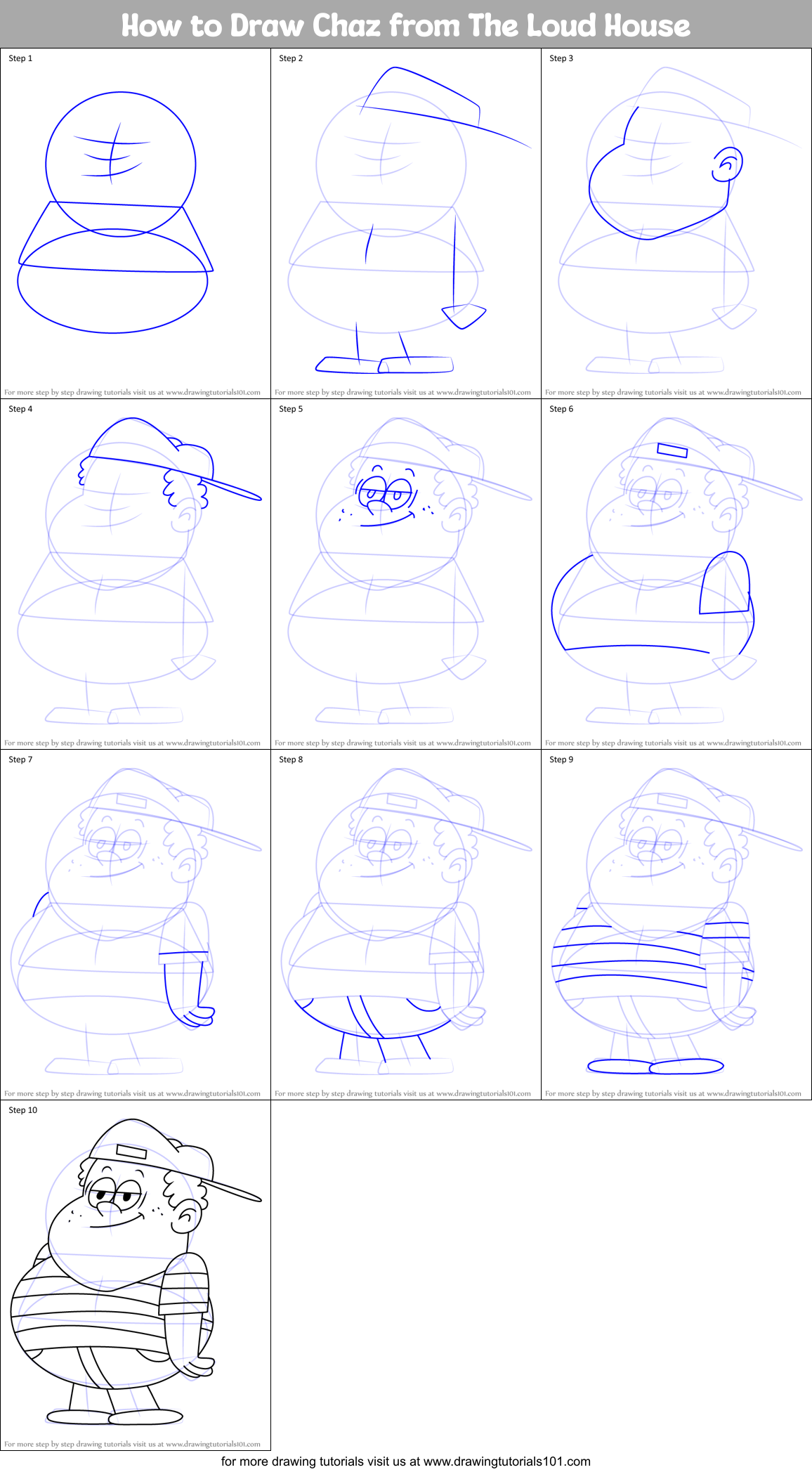 How to Draw Chaz from The Loud House Printable Step by Step