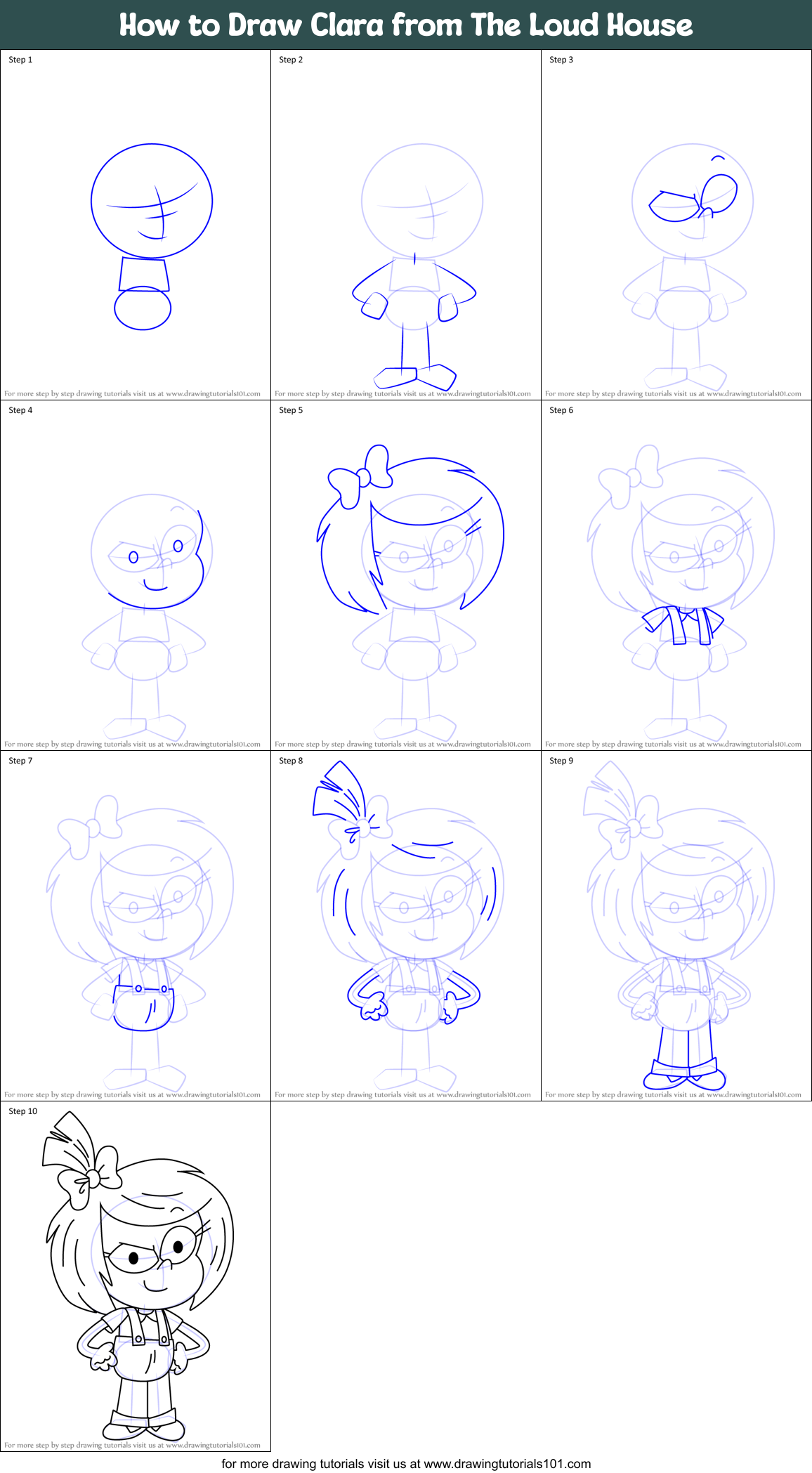 How to Draw Clara from The Loud House Printable Step by Step