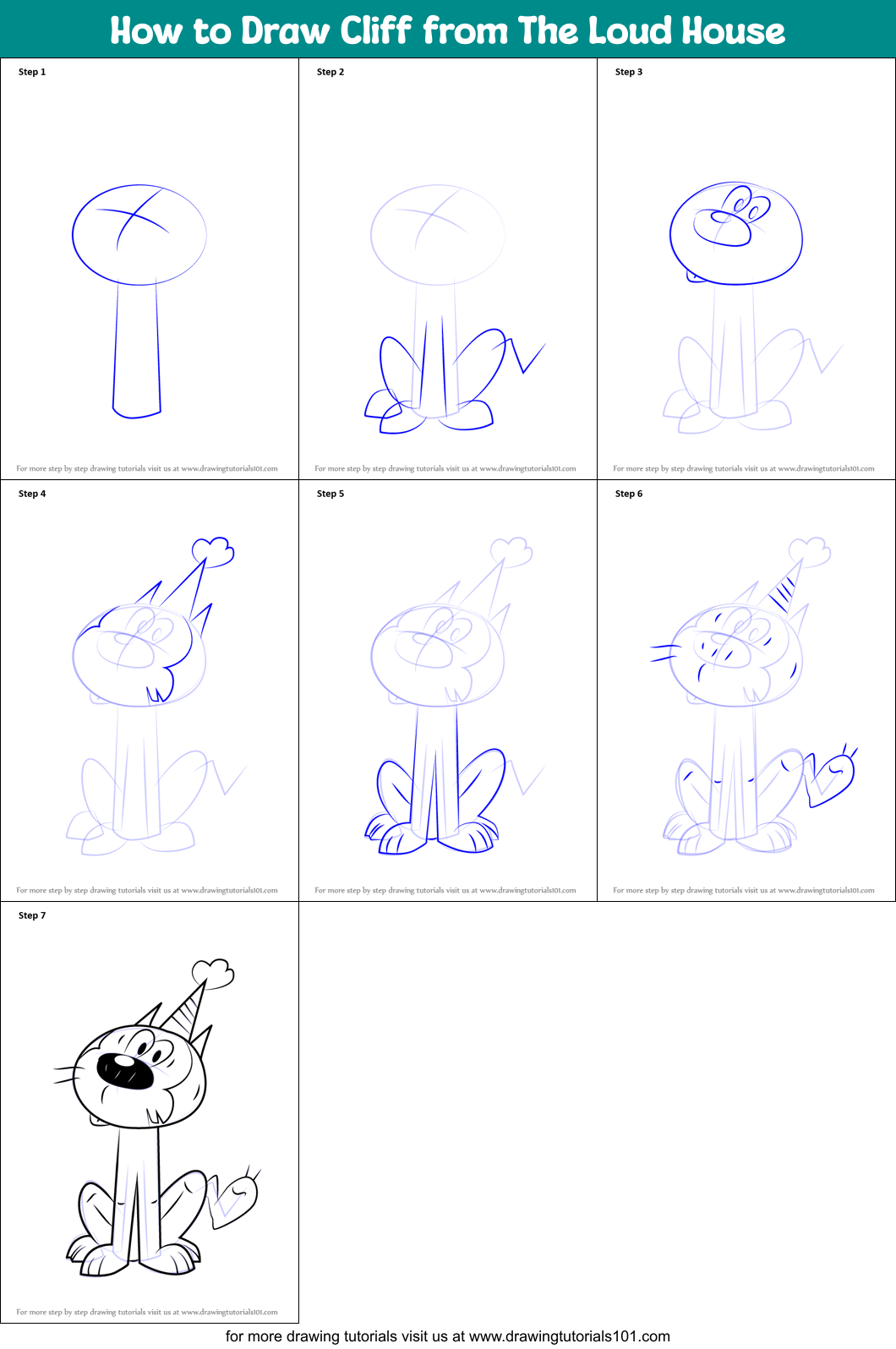 How to Draw Cliff from The Loud House Printable Step by Step