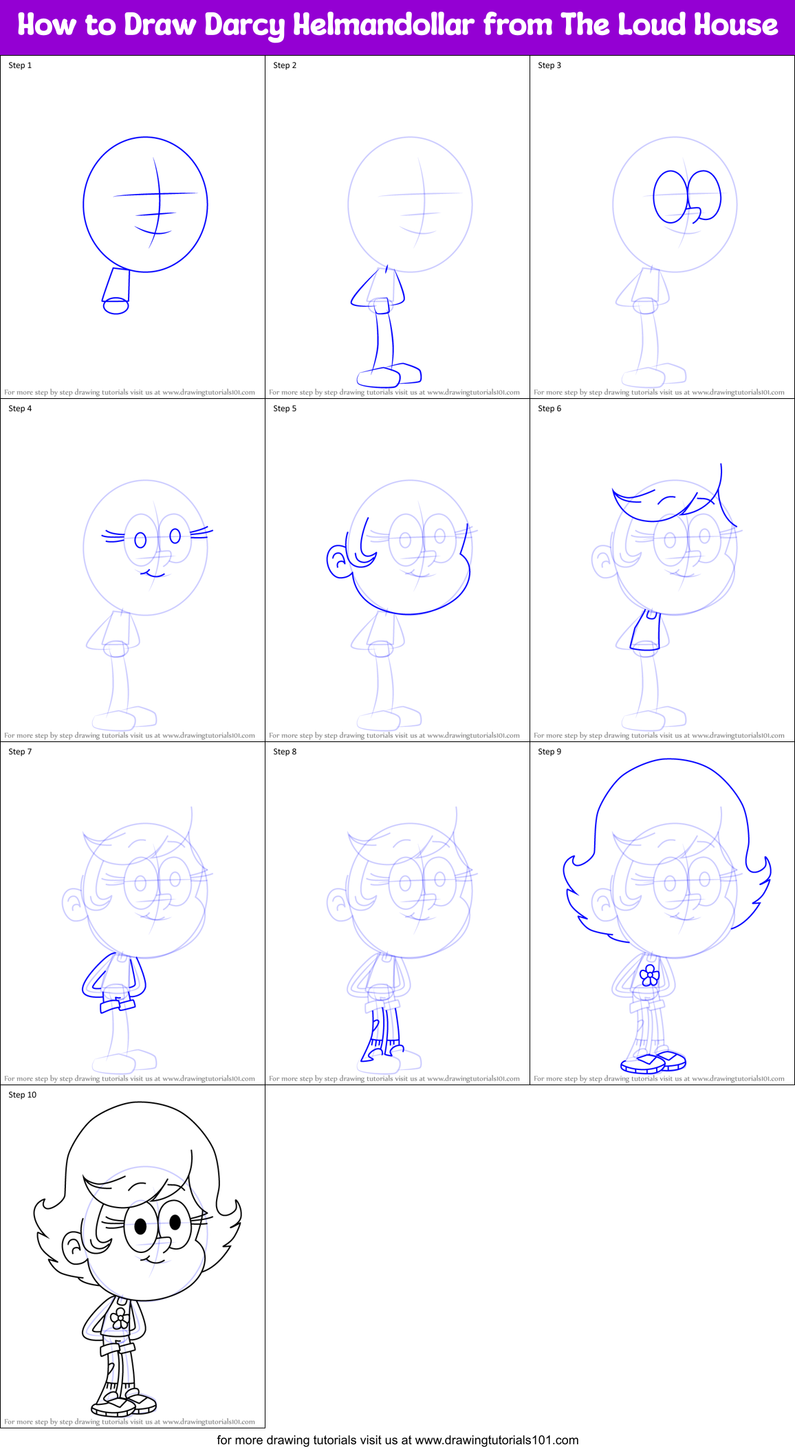 How to Draw Darcy Helmandollar from The Loud House Printable Step by Step