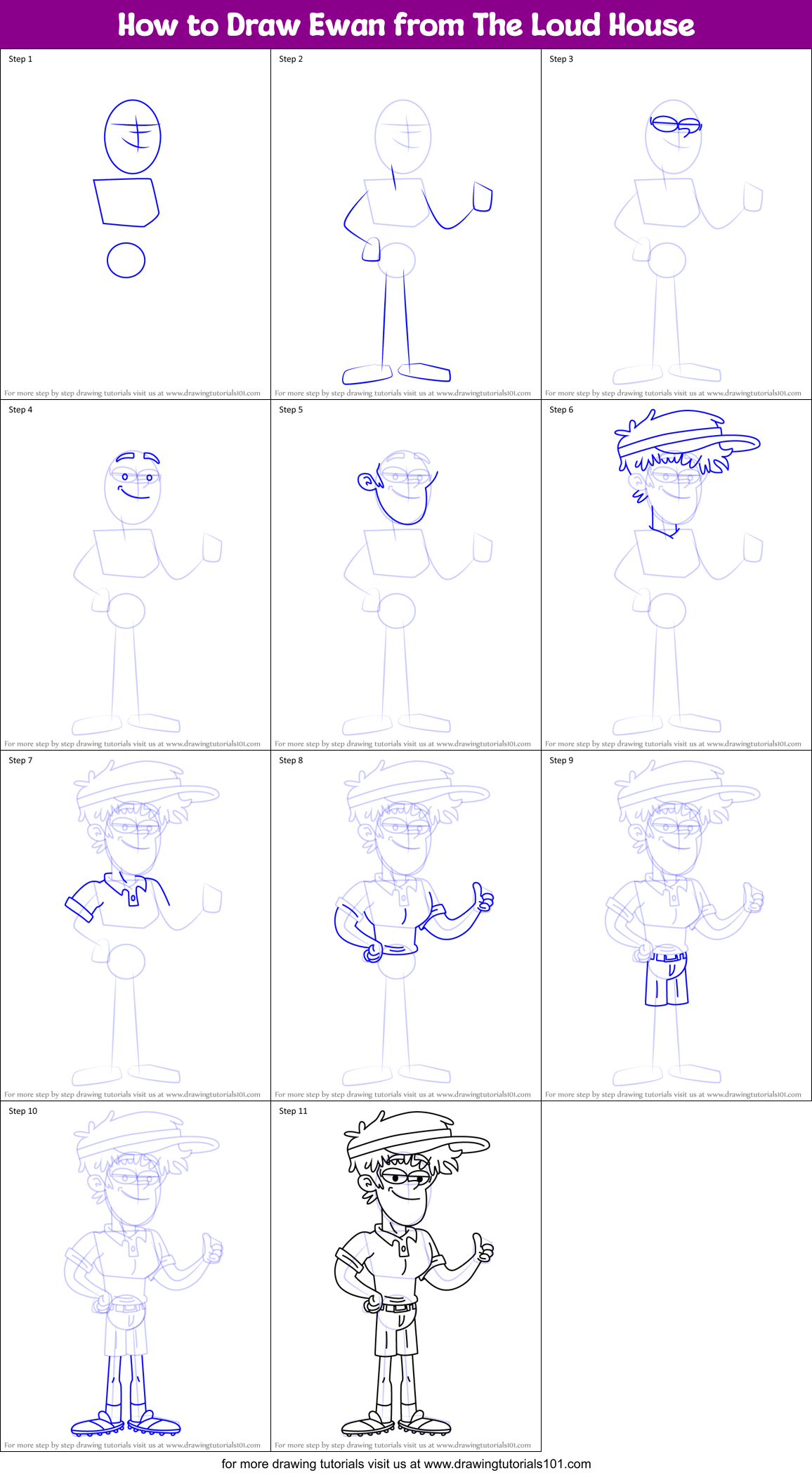 How to Draw Ewan from The Loud House Printable Step by Step
