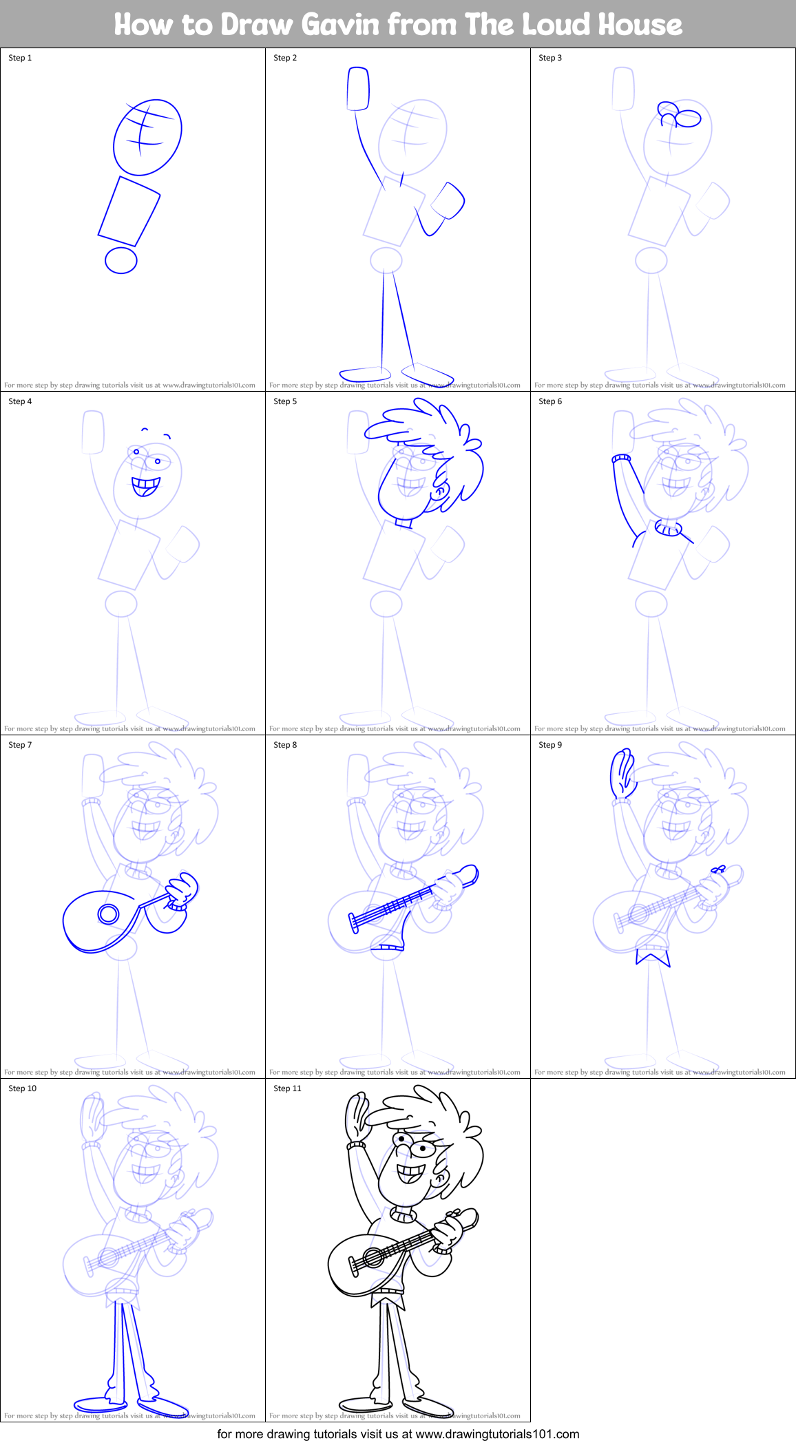 How to Draw Gavin from The Loud House Printable Step by Step