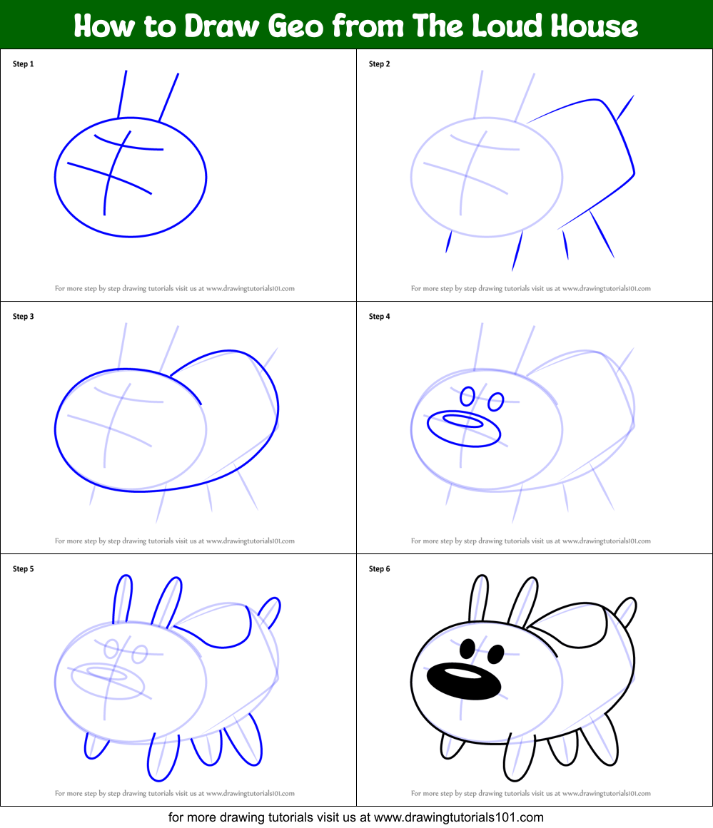 How to Draw Geo from The Loud House Printable Step by Step
