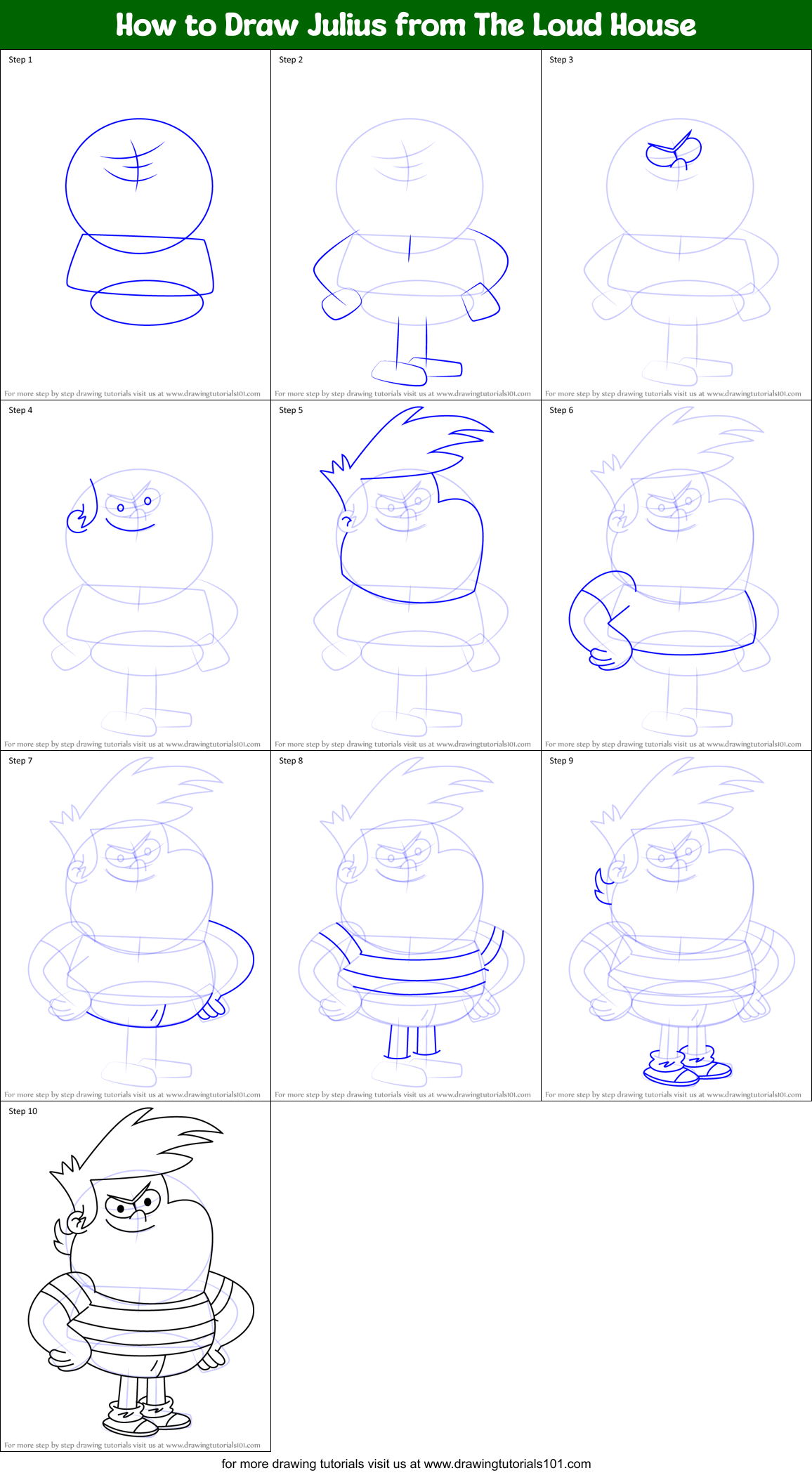 How to Draw Julius from The Loud House Printable Step by Step