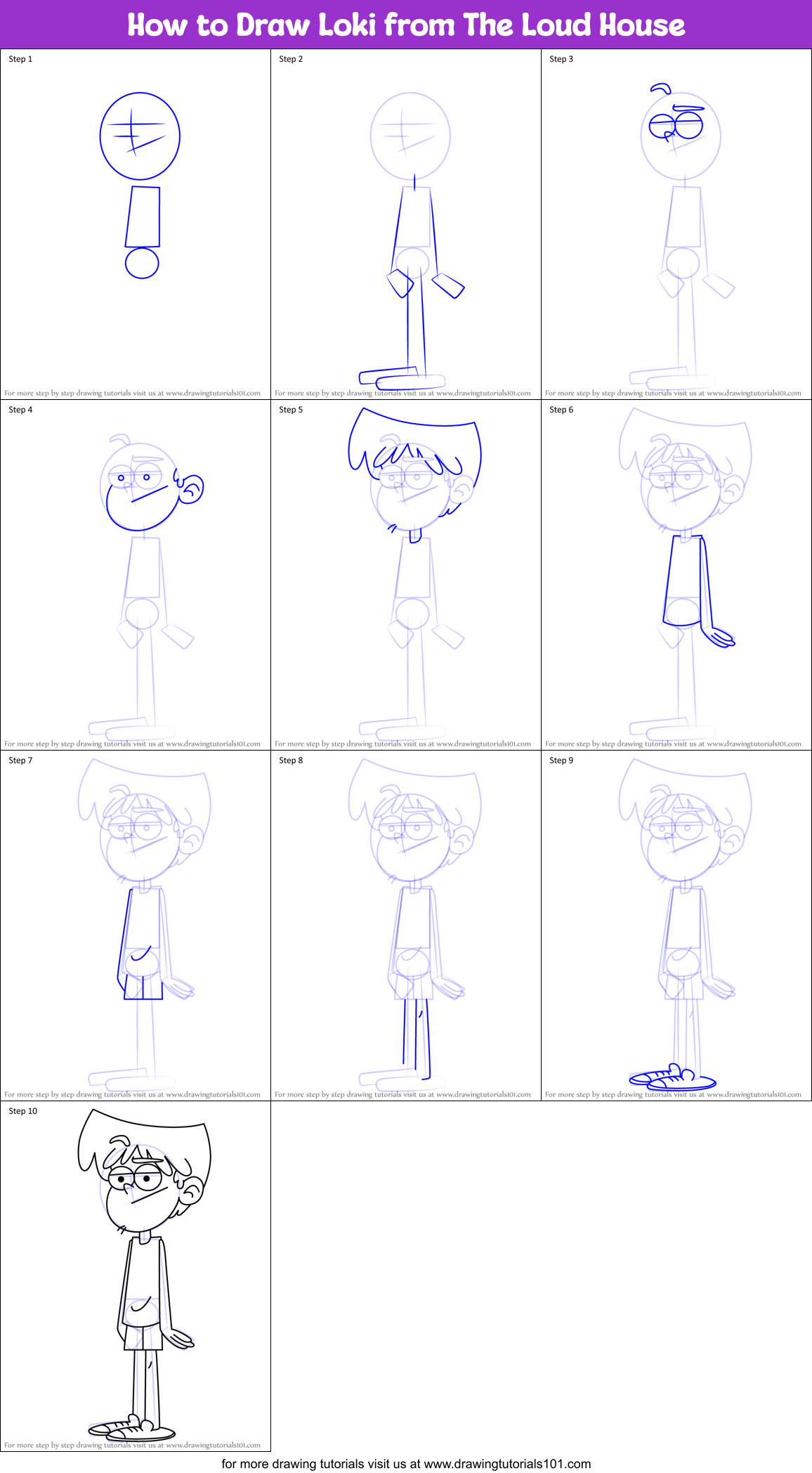 How to Draw Loki from The Loud House Printable Step by Step
