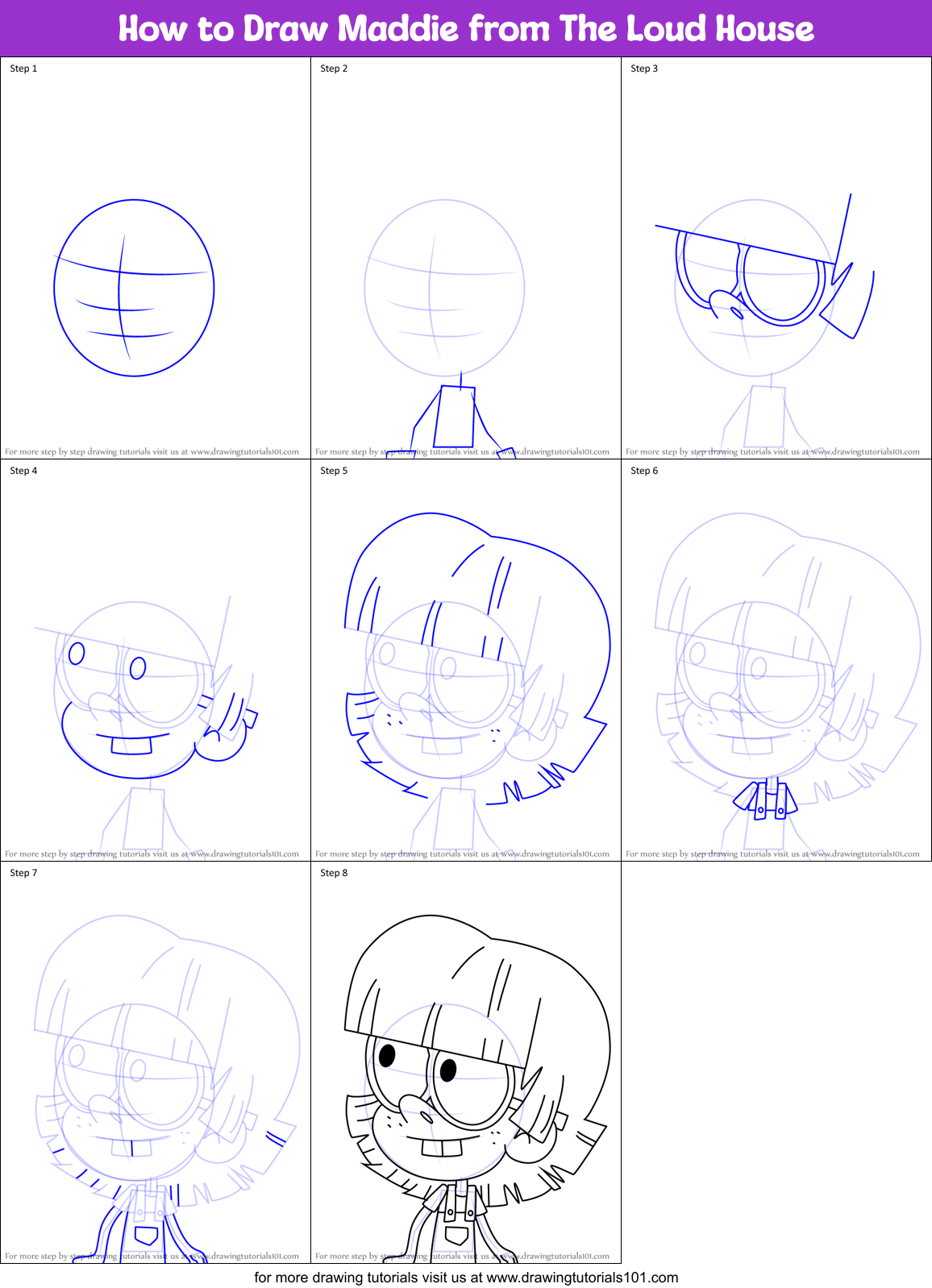 How to Draw Maddie from The Loud House Printable Step by Step