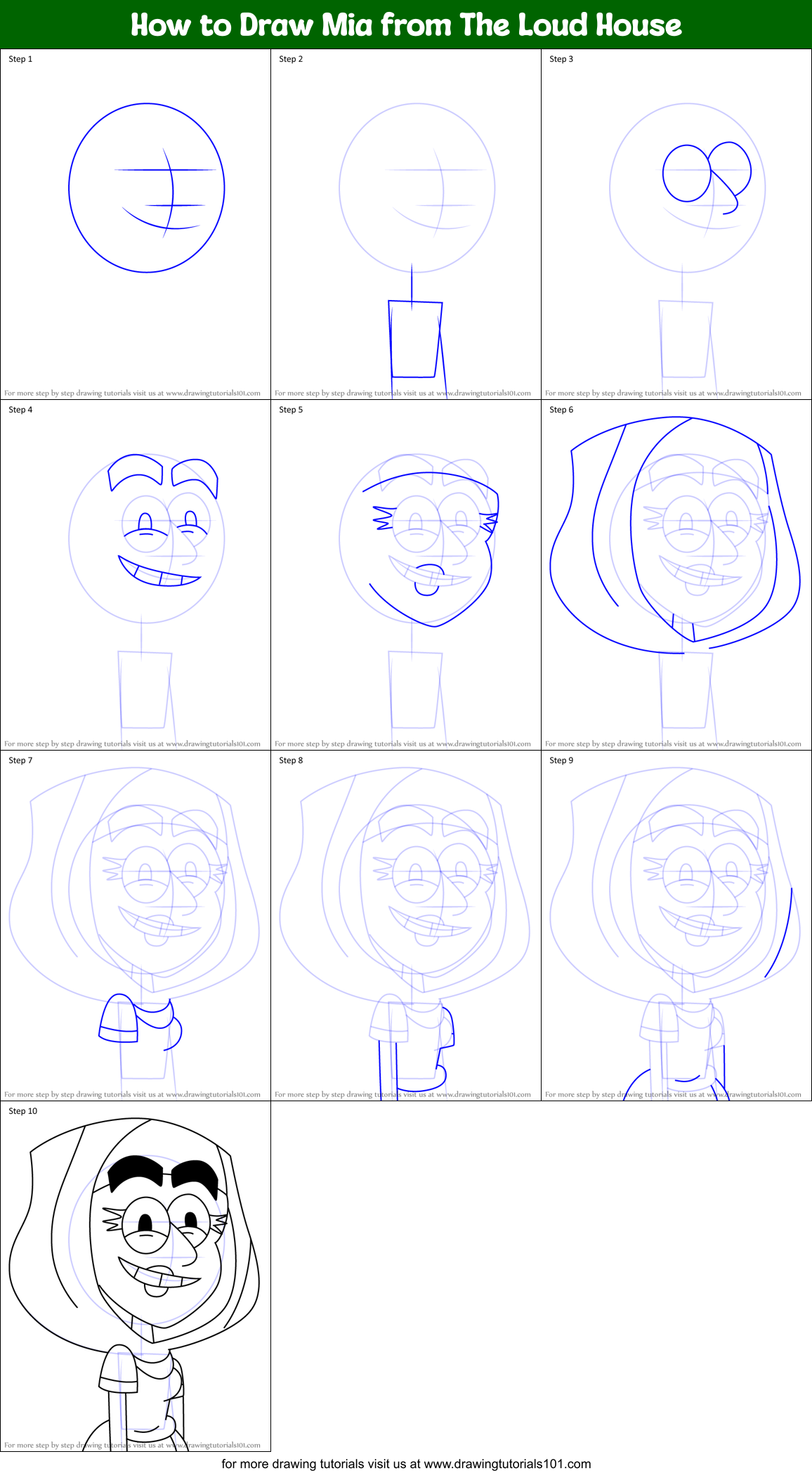 How to Draw Mia from The Loud House Printable Step by Step
