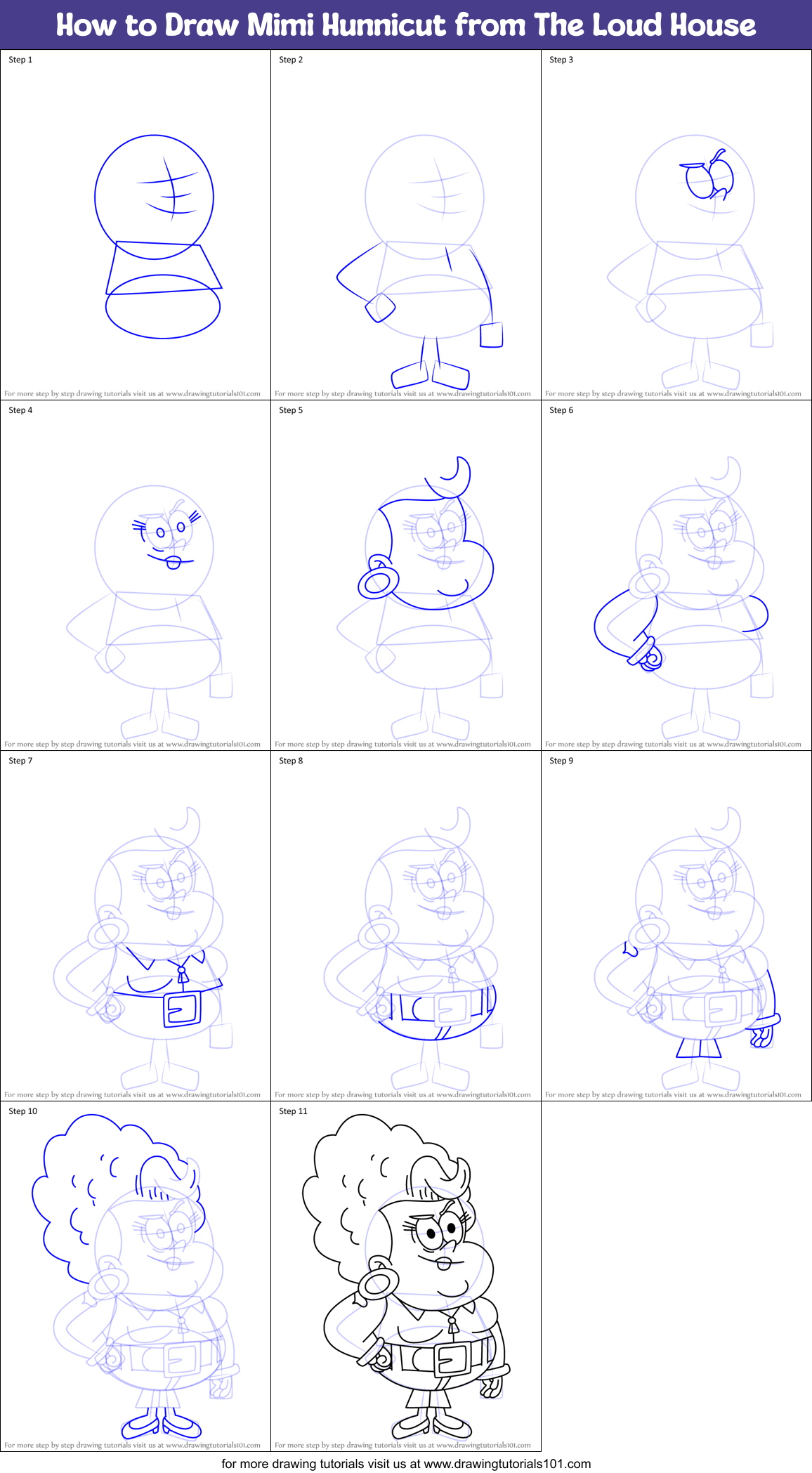 How to Draw Mimi Hunnicut from The Loud House Printable Step by Step