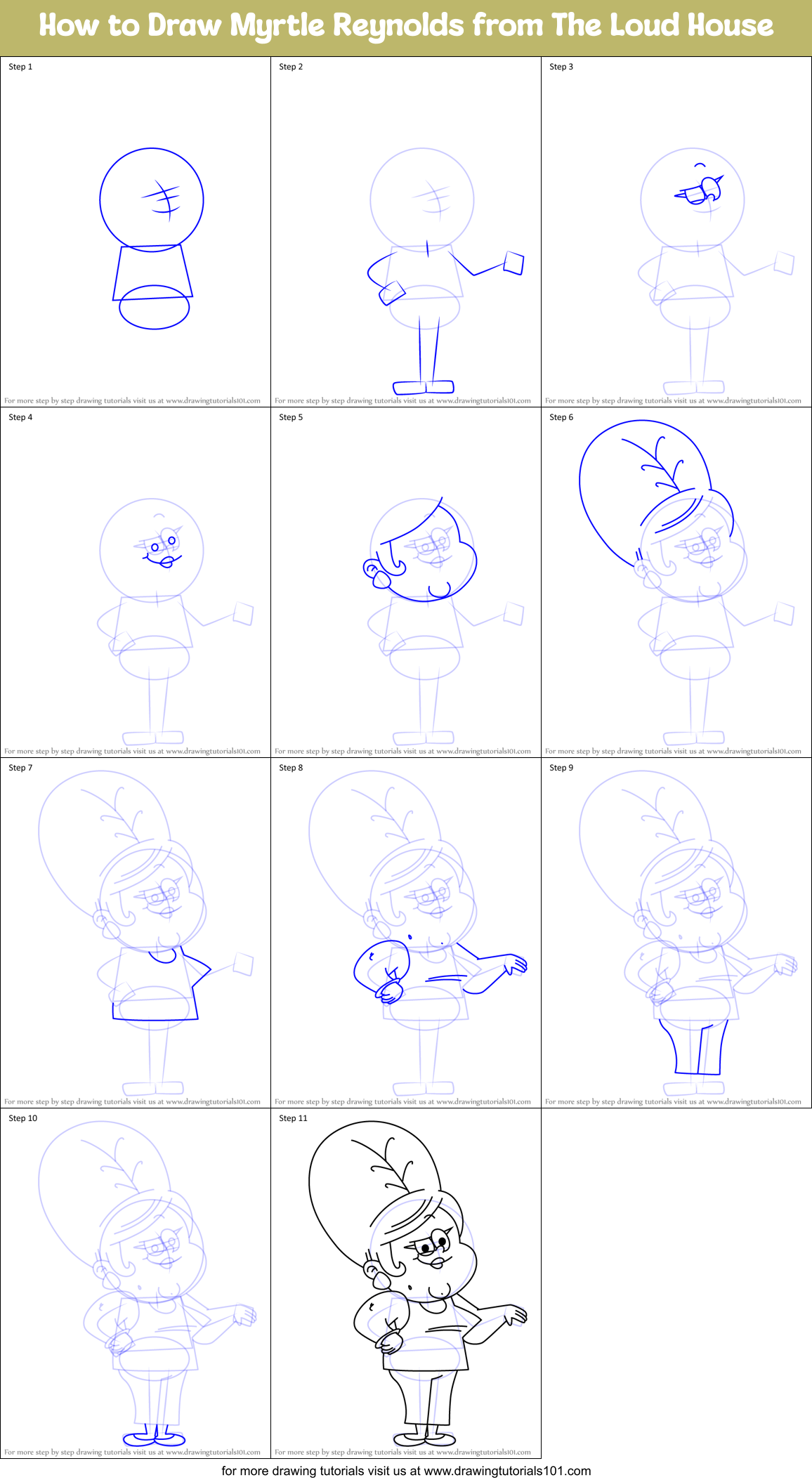 How to Draw Myrtle Reynolds from The Loud House Printable Step by Step