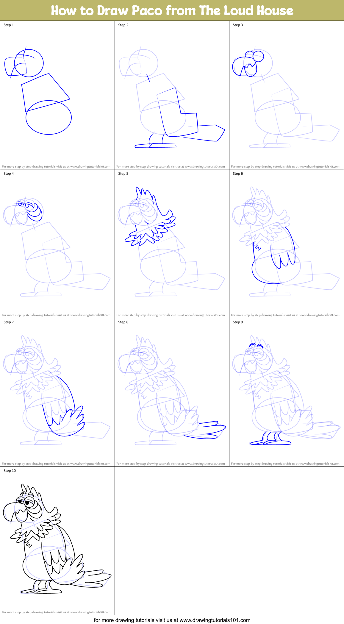 How to Draw Paco from The Loud House Printable Step by Step