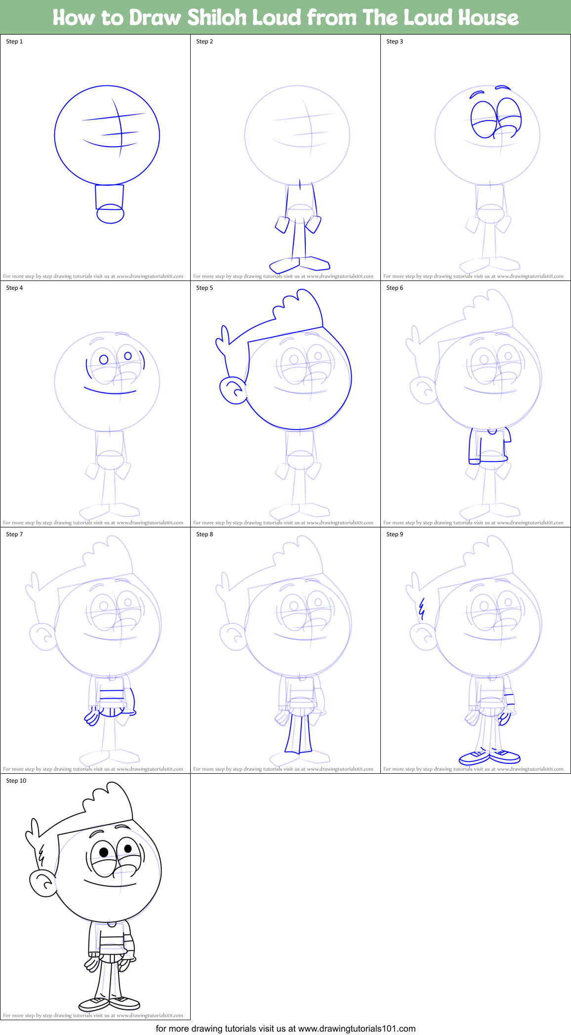 How to Draw Shiloh Loud from The Loud House Printable Step by Step