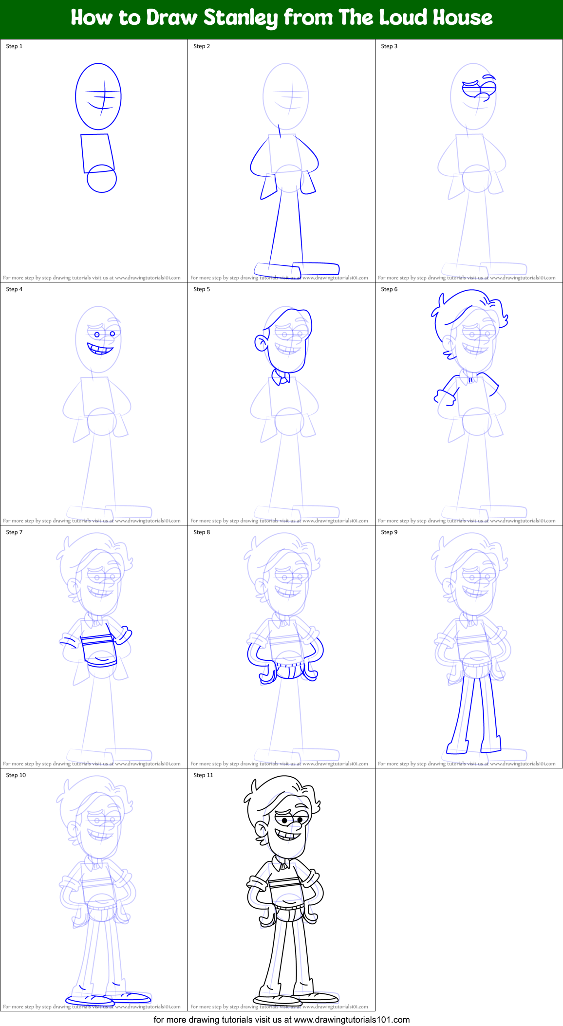How to Draw Stanley from The Loud House Printable Step by Step