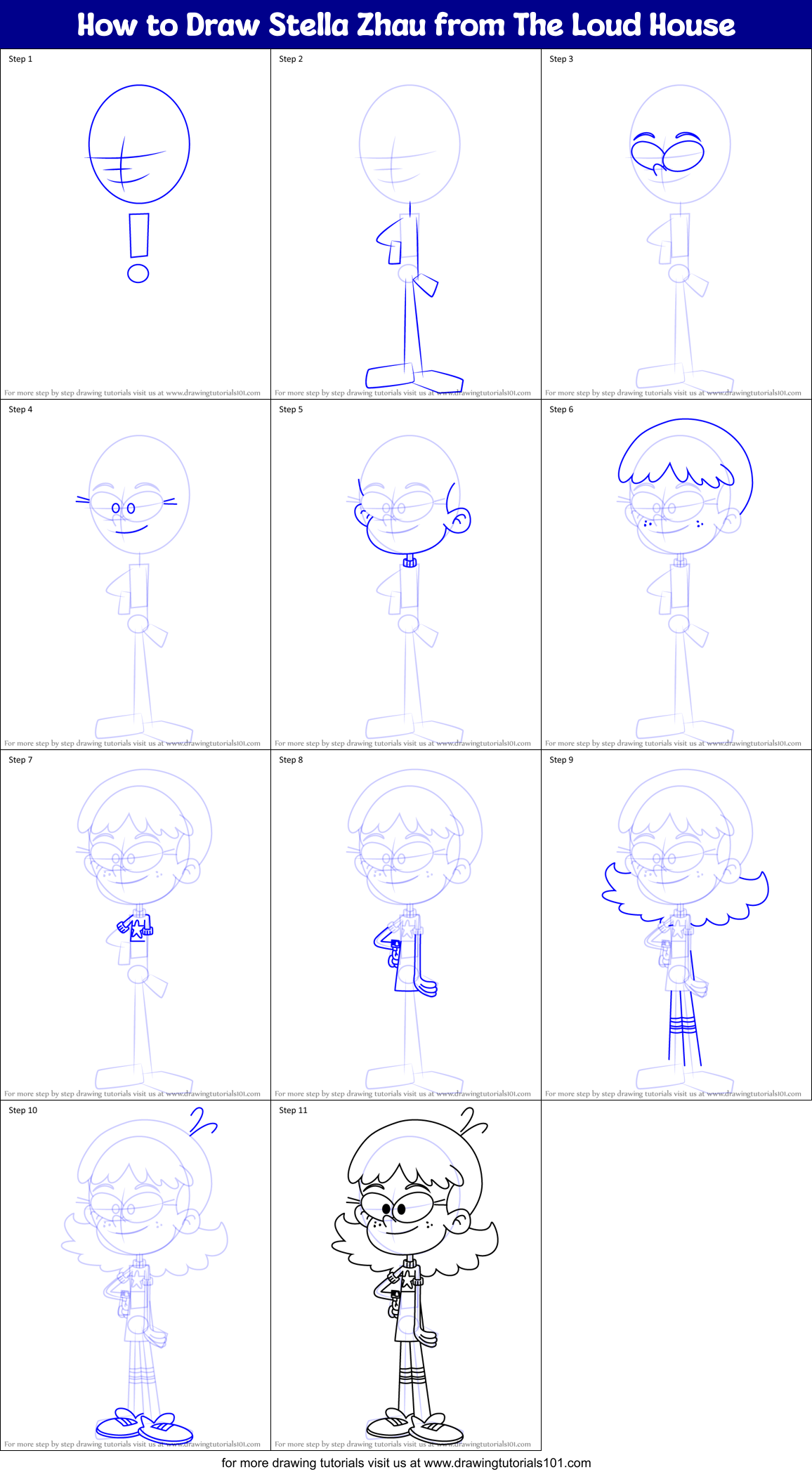 How to Draw Stella Zhau from The Loud House Printable Step by Step