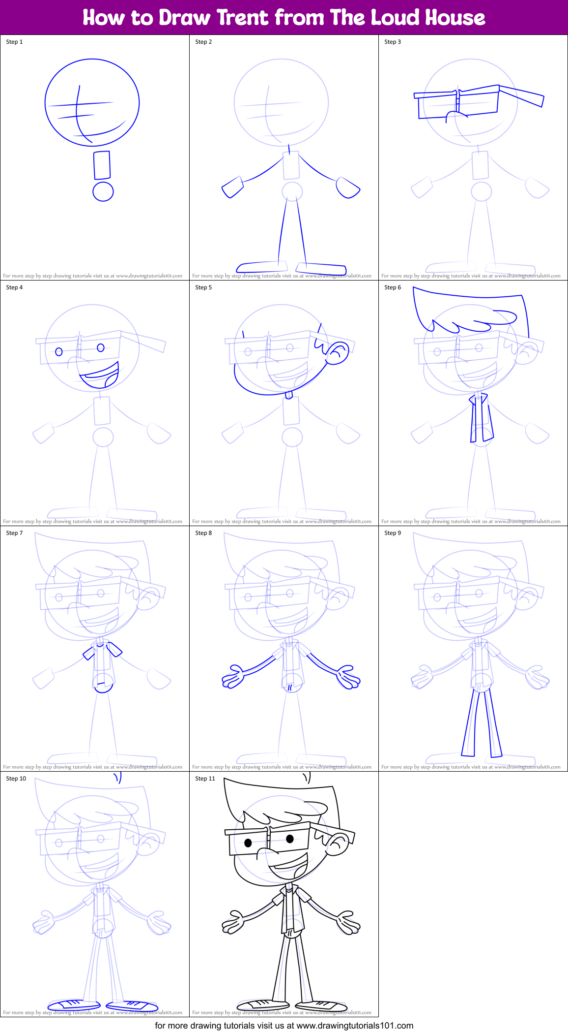 How to Draw Trent from The Loud House Printable Step by Step