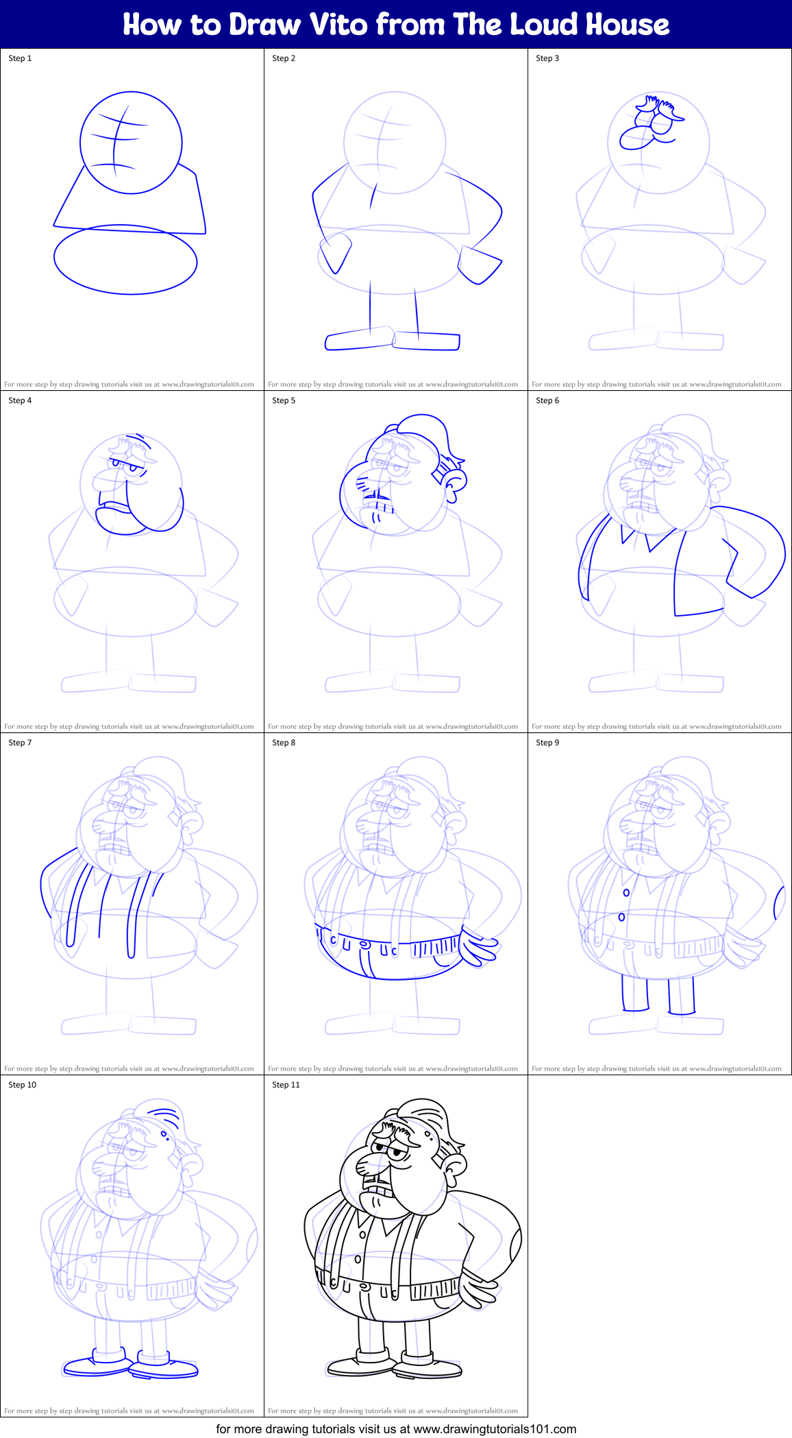 How to Draw Vito from The Loud House Printable Step by Step
