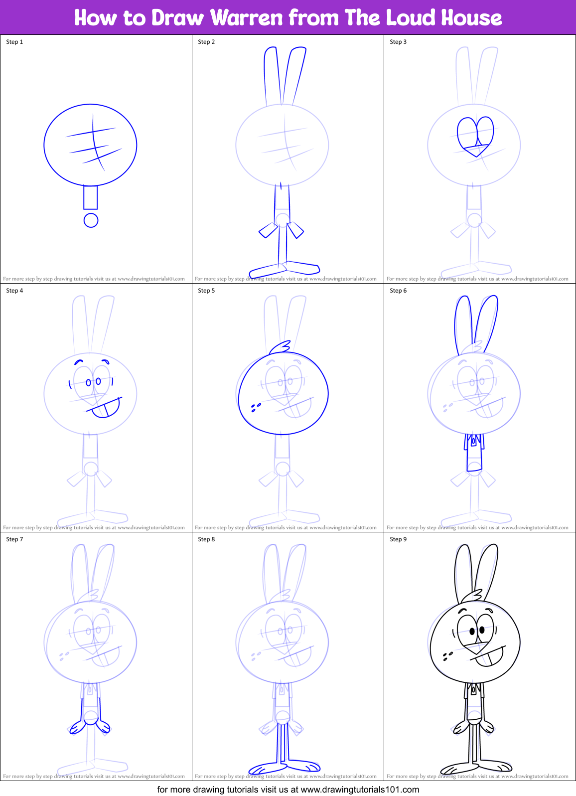 How to Draw Warren from The Loud House Printable Step by Step