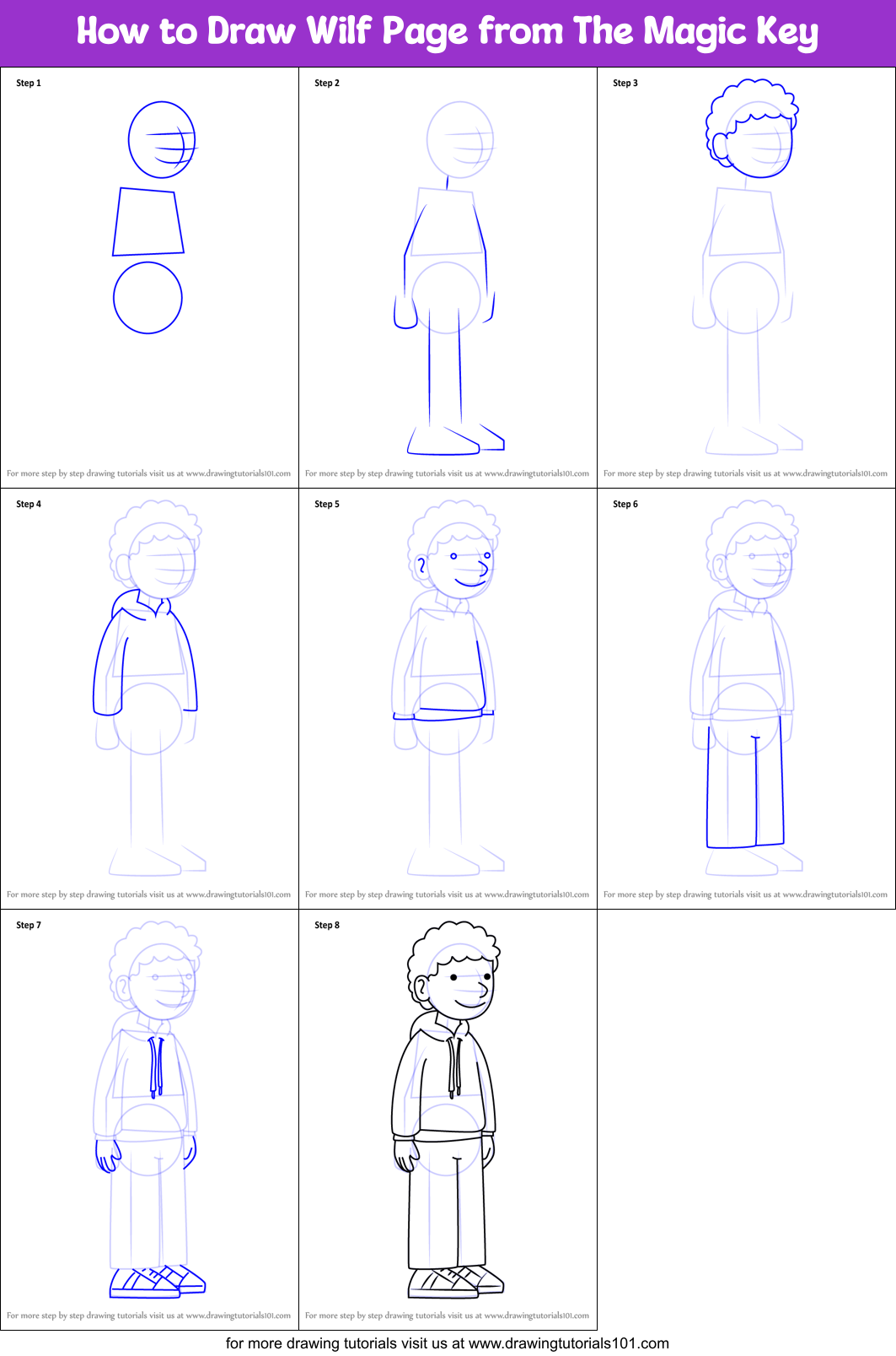 How to Draw Wilf Page from The Magic Key Printable Step by Step