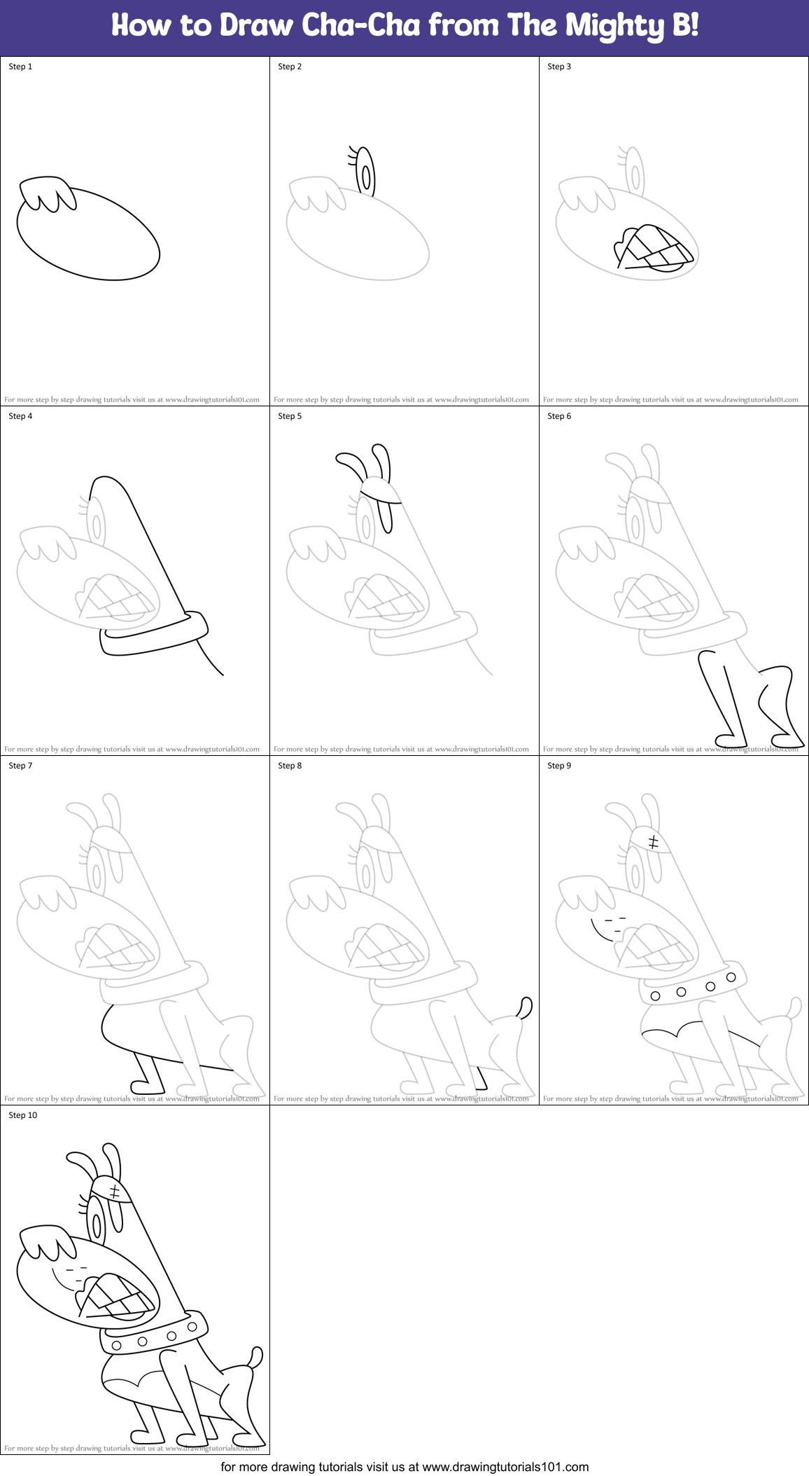 How to Draw Cha-Cha from The Mighty B! Printable Step by Step