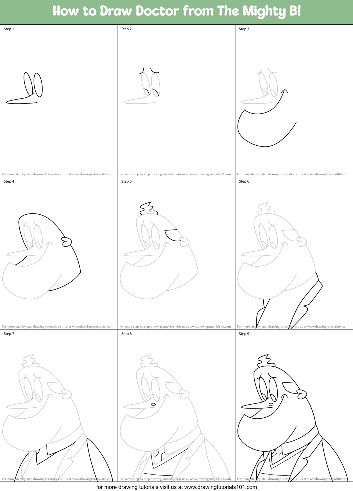 How to Draw Doctor from The Mighty B! Printable Step by Step