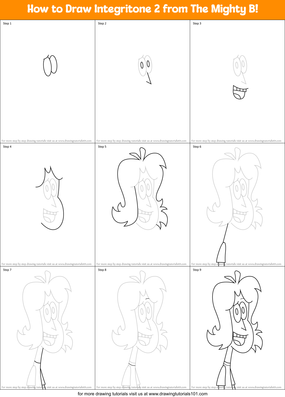 How to Draw Integritone 2 from The Mighty B! Printable Step by Step