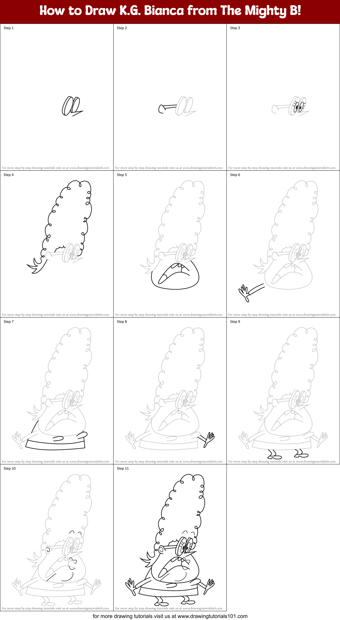 How to Draw K.G. Bianca from The Mighty B! Printable Step by Step