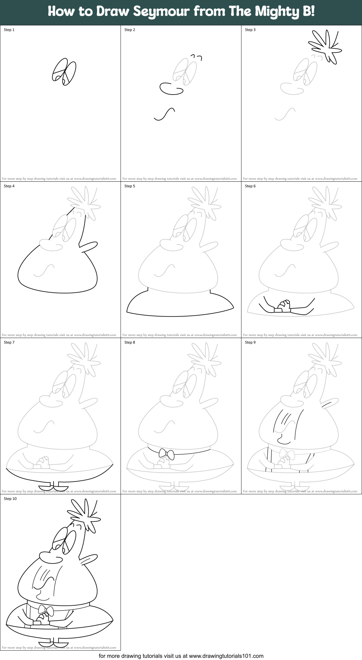 How to Draw Seymour from The Mighty B! Printable Step by Step