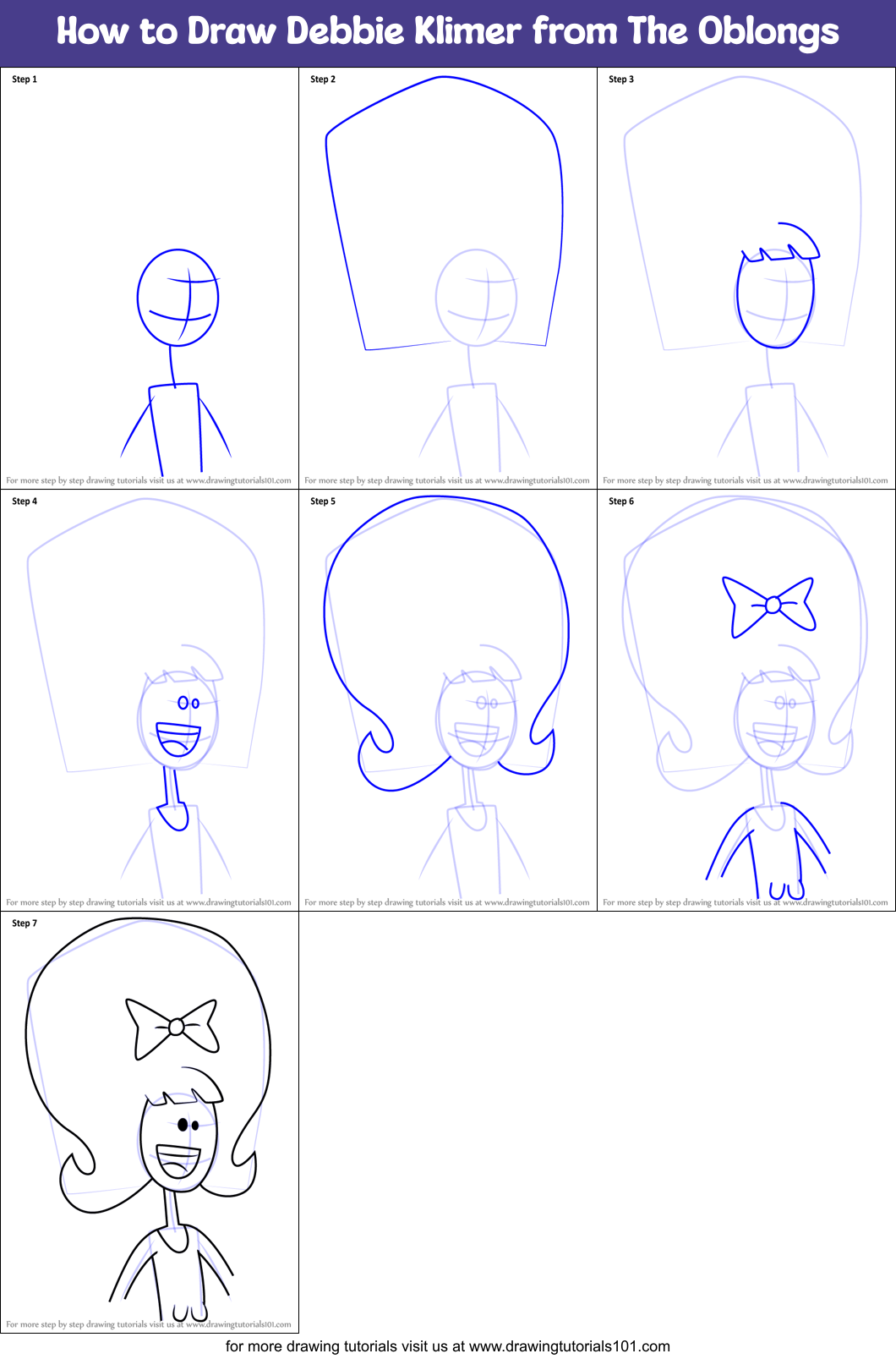 How to Draw Debbie Klimer from The Oblongs Printable Step by Step