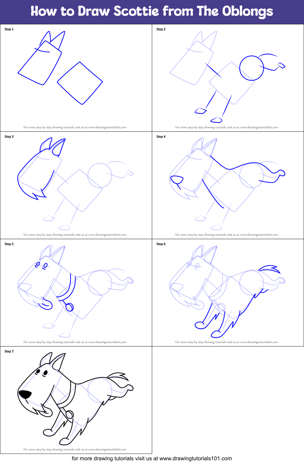 How to Draw Scottie from The Oblongs Printable Step by Step