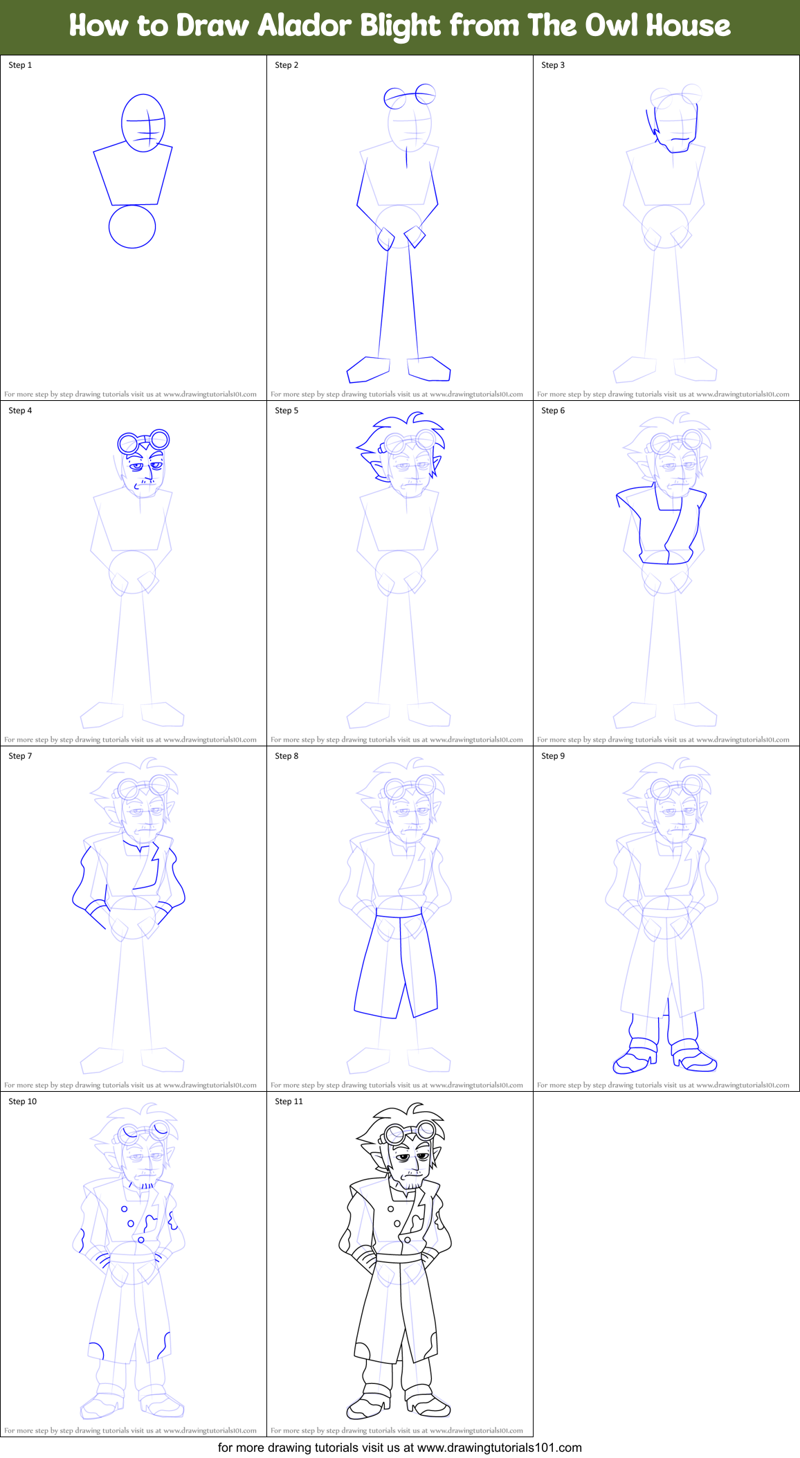 How to Draw Alador Blight from The Owl House Printable Step by Step