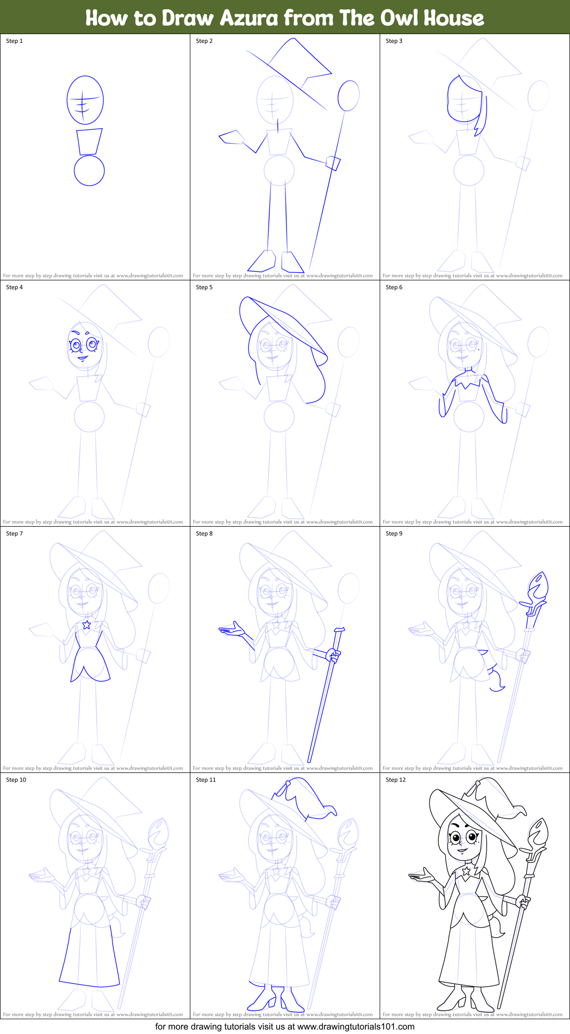 How to Draw Azura from The Owl House Printable Step by Step