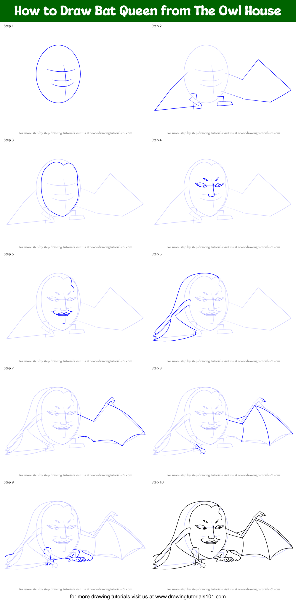 How to Draw Bat Queen from The Owl House Printable Step by Step