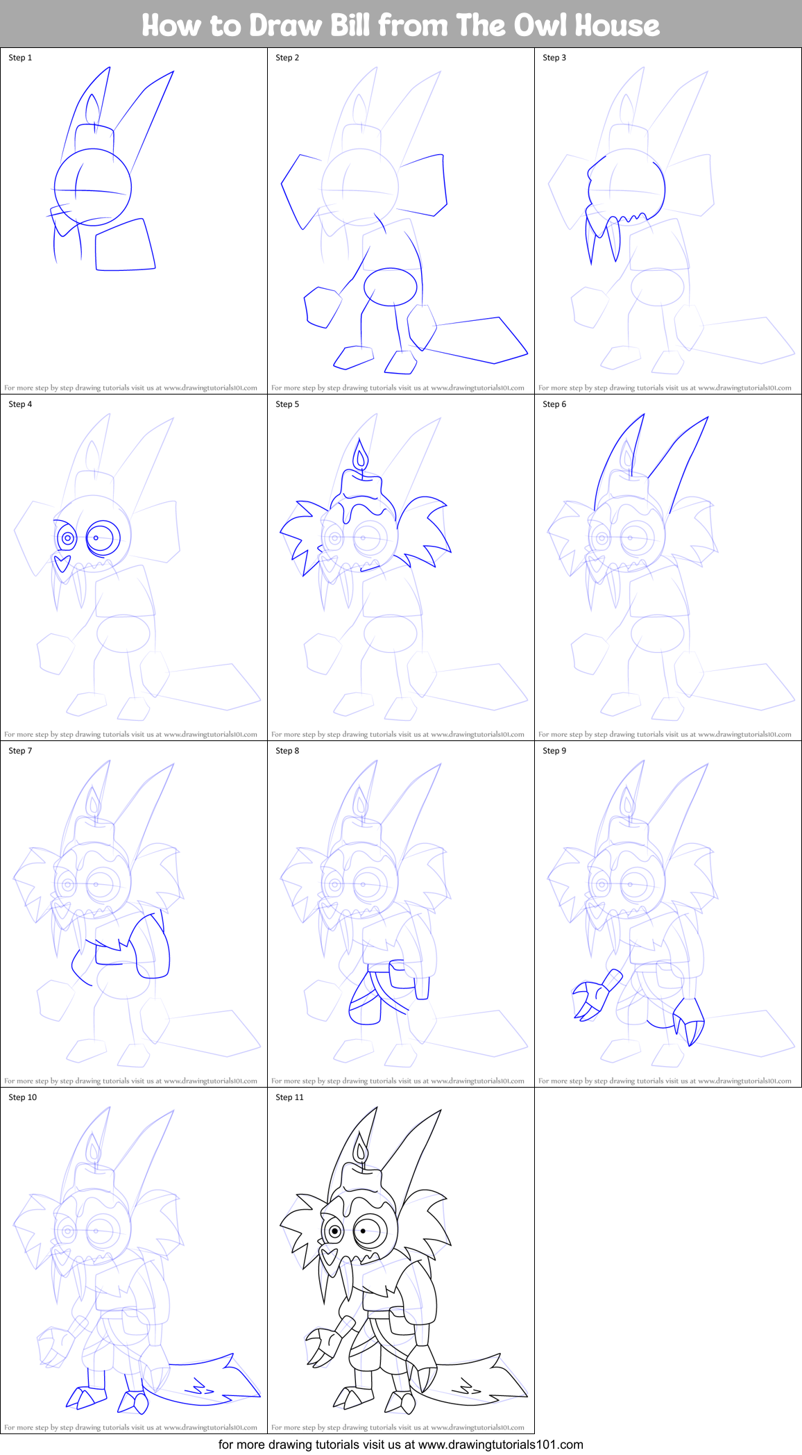 How to Draw Bill from The Owl House Printable Step by Step