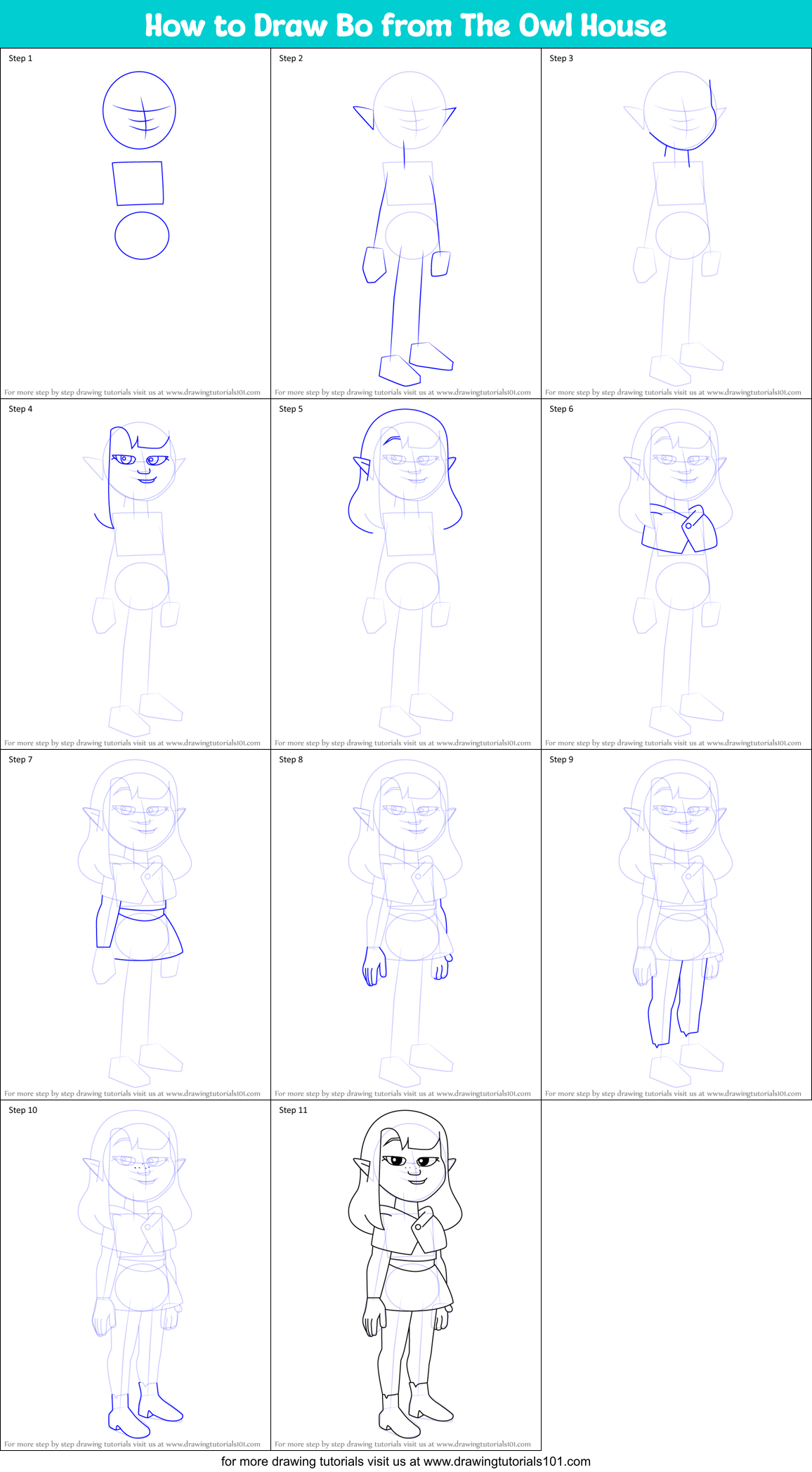 How to Draw Bo from The Owl House Printable Step by Step