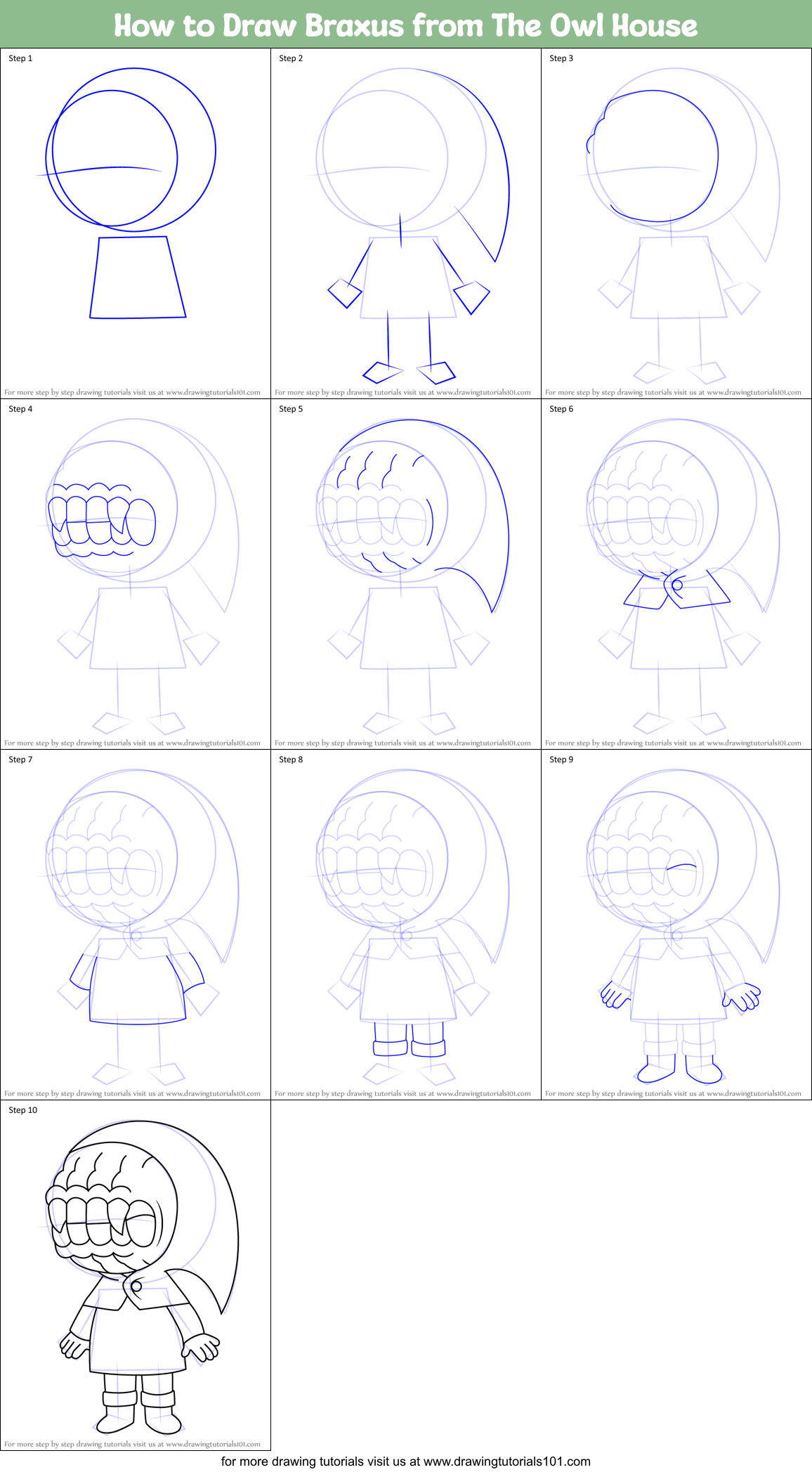How to Draw Braxus from The Owl House Printable Step by Step