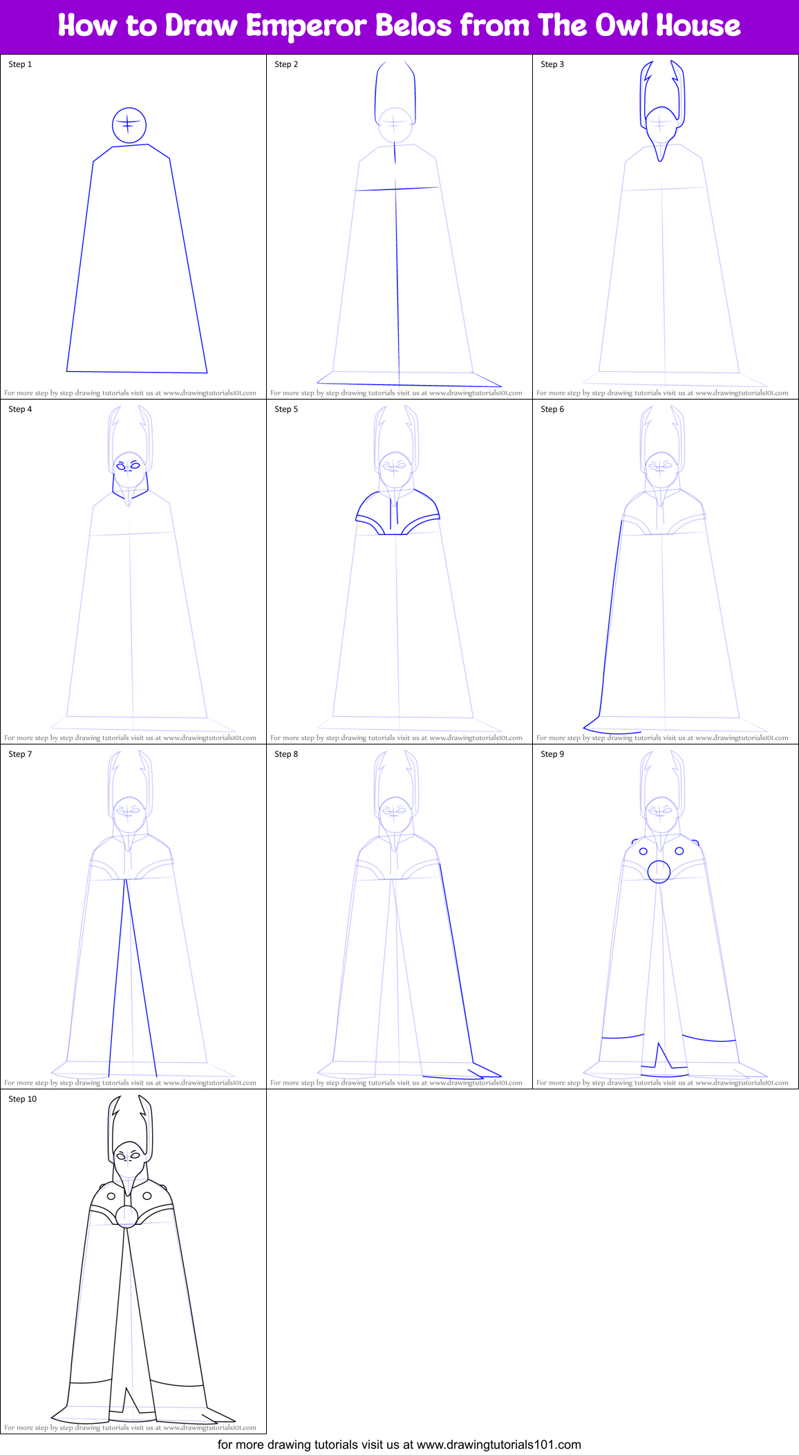 How to Draw Emperor Belos from The Owl House Printable Step by Step